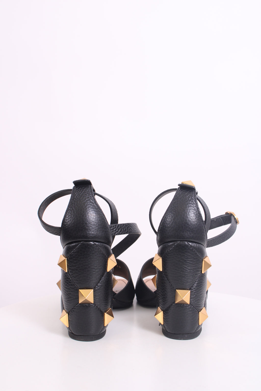 Valentino Roman Stud Block Heels Black 39