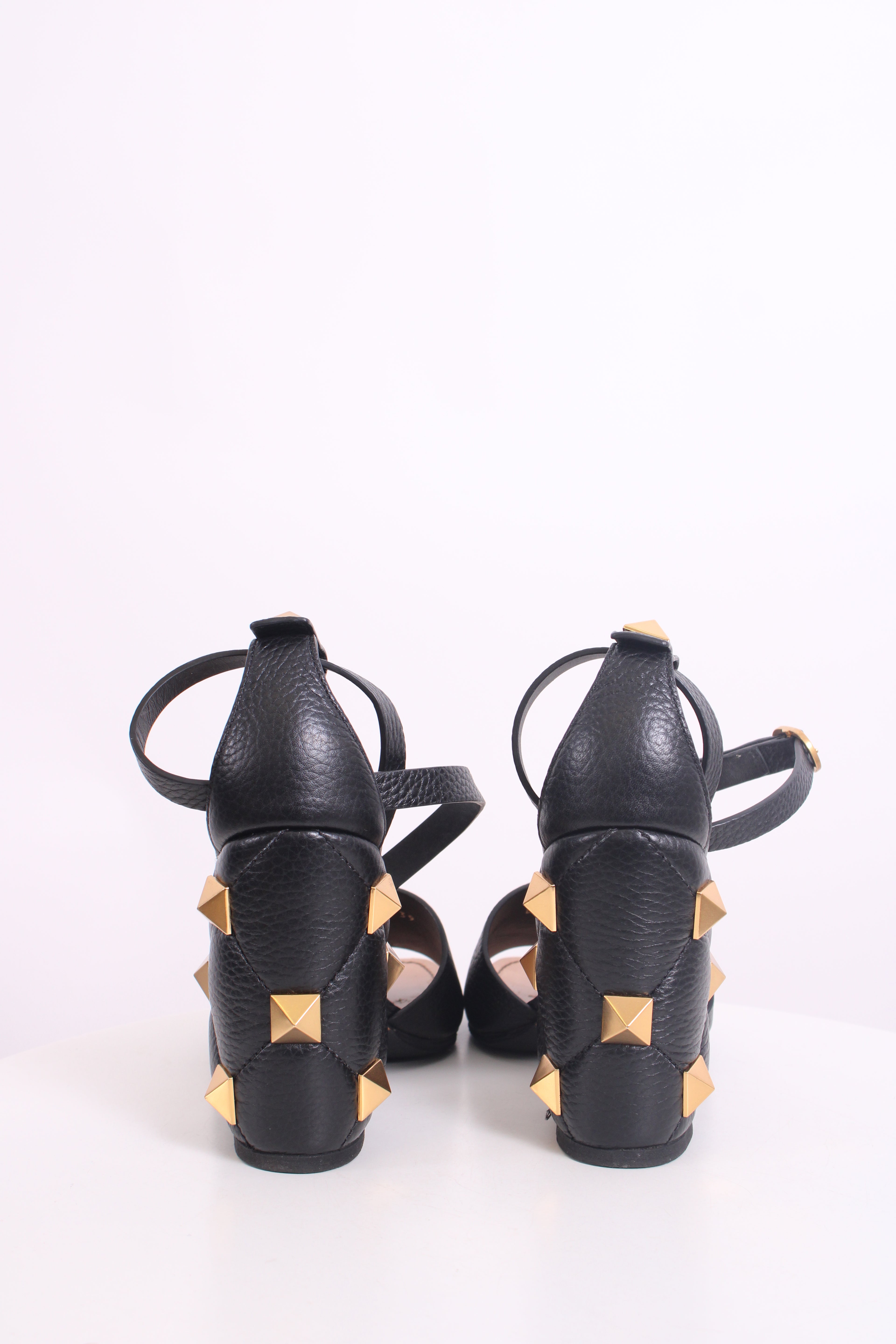 Valentino Roman Stud Block Heels Black 39