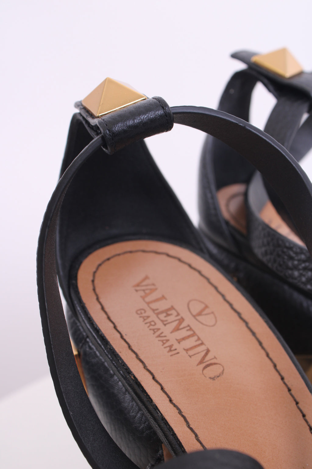 Valentino Roman Stud Block Heels Black 39