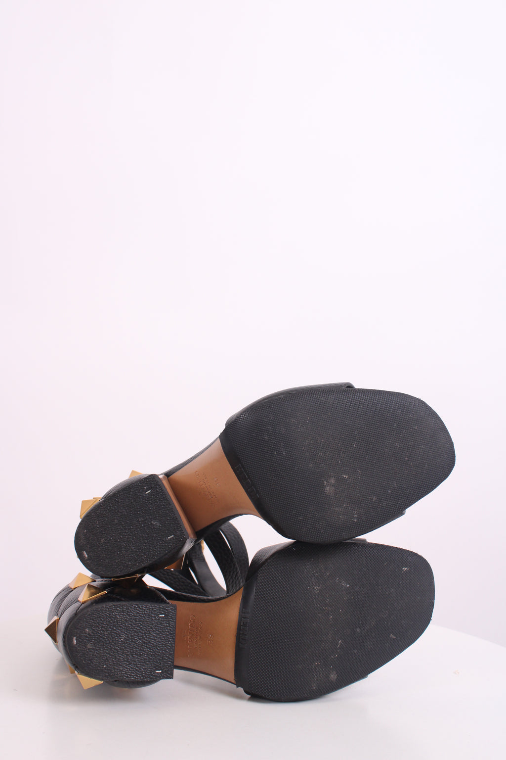 Valentino Roman Stud Block Heels Black 39