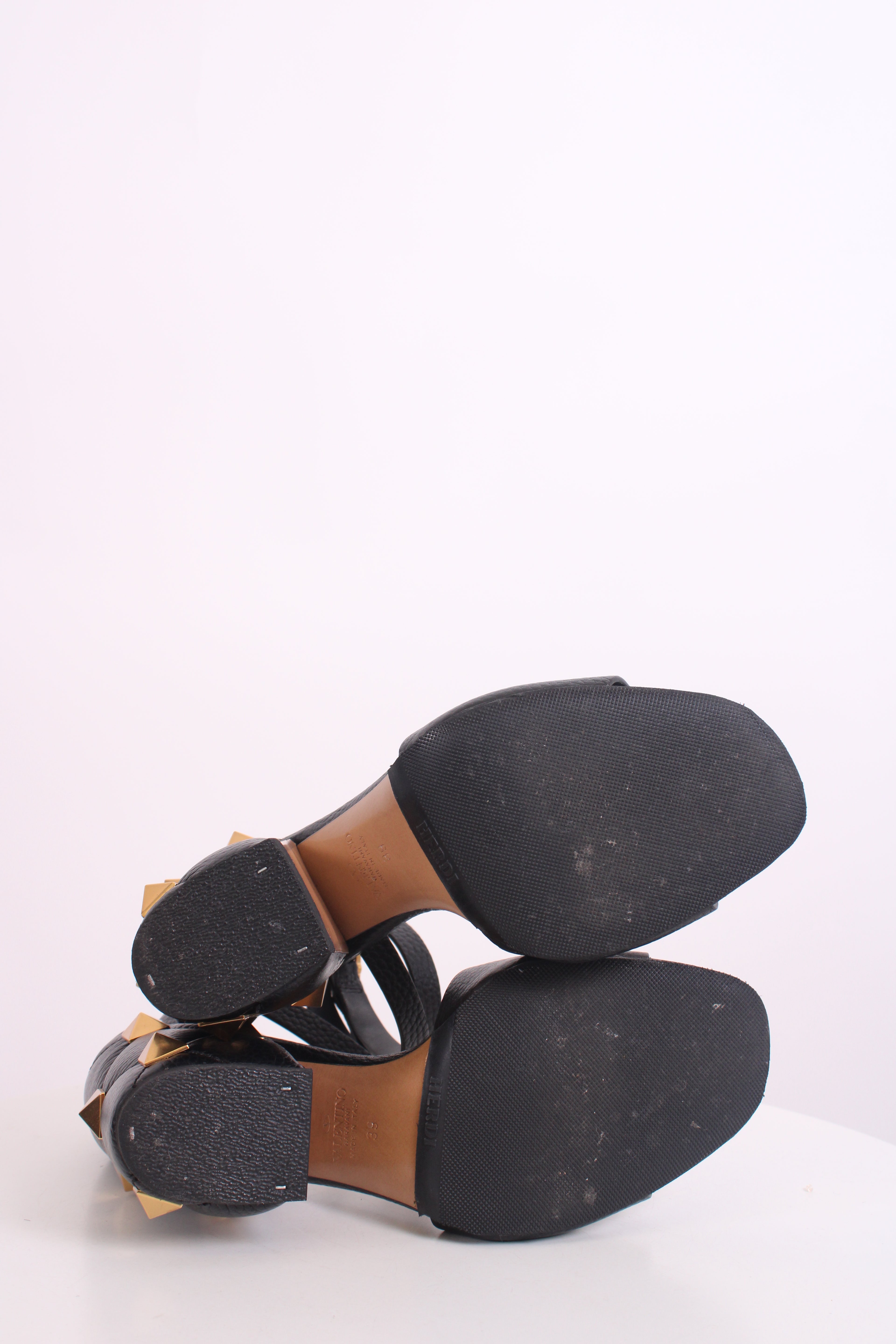 Valentino Roman Stud Block Heels Black 39