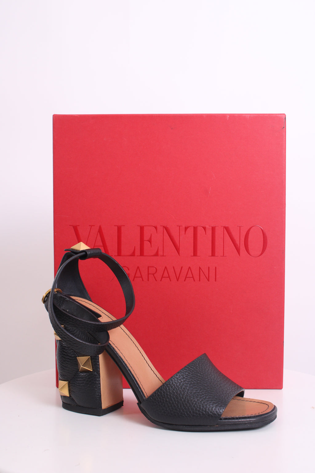 Valentino Roman Stud Block Heels Black 39