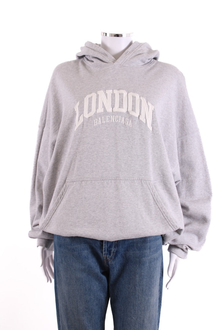 Balenciaga London City Hoodie Grey/ White M