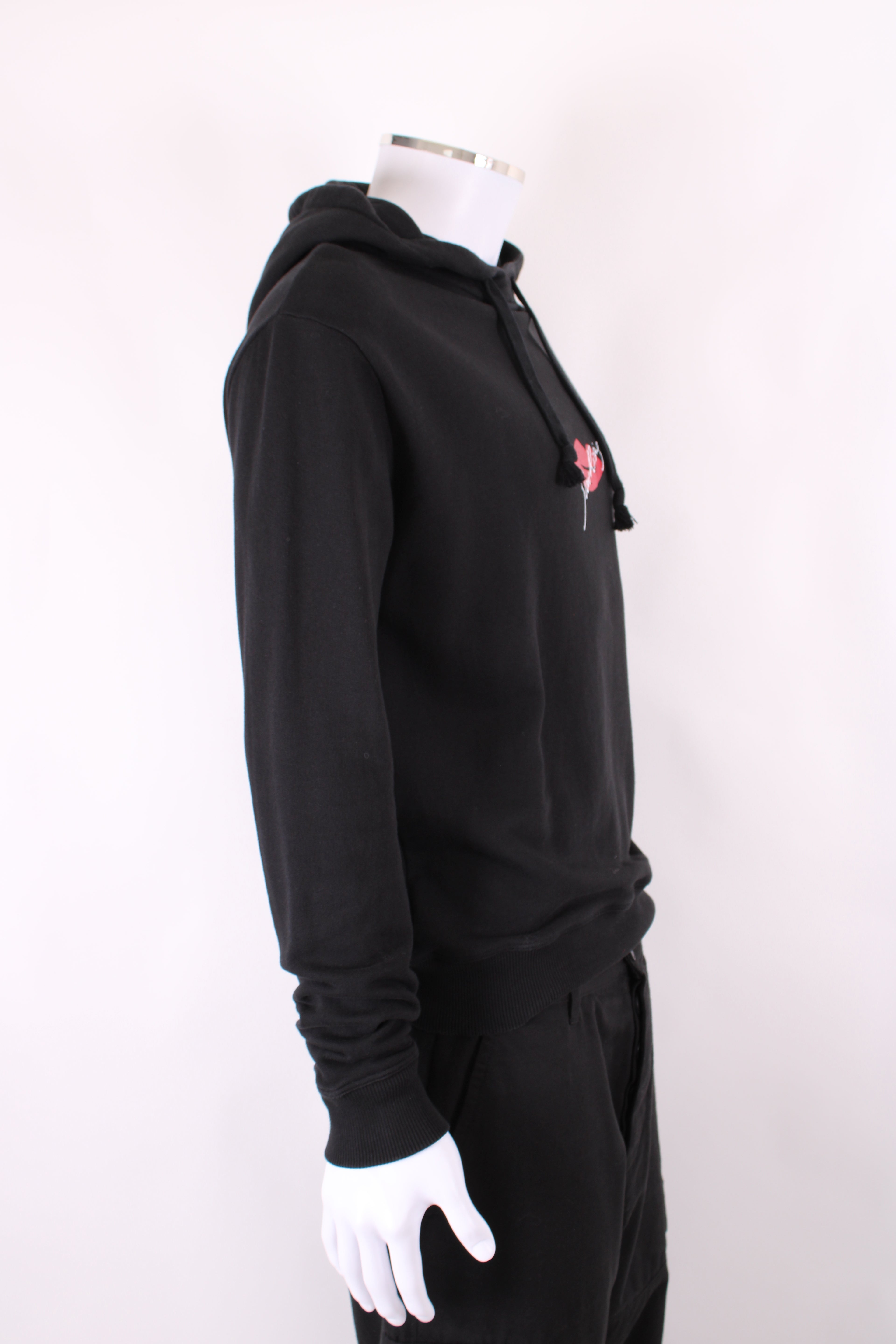 Saint Laurent Slogan Hoodie Black L