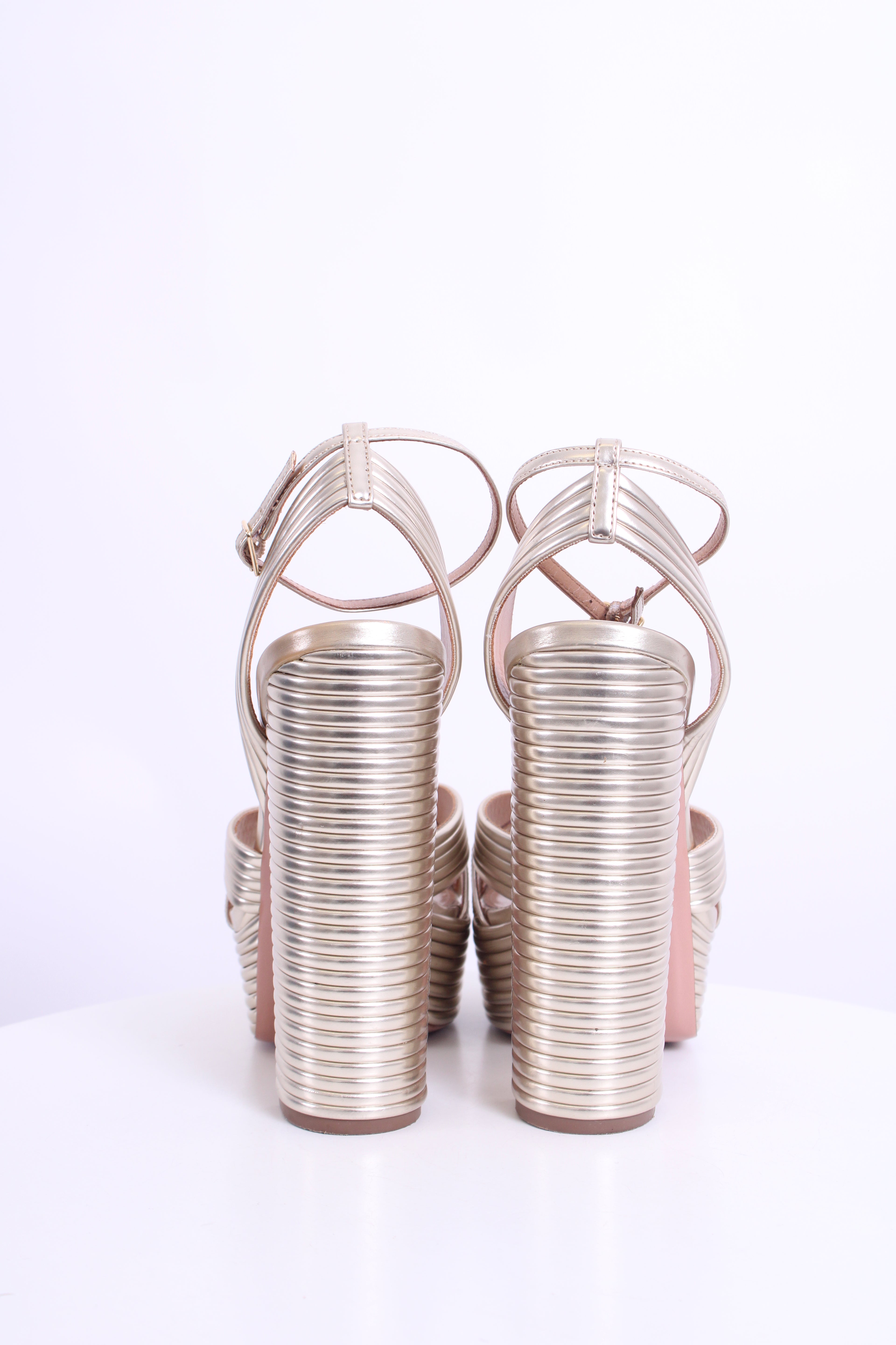 Aquazzura Sundance Platform Heels Gold 39