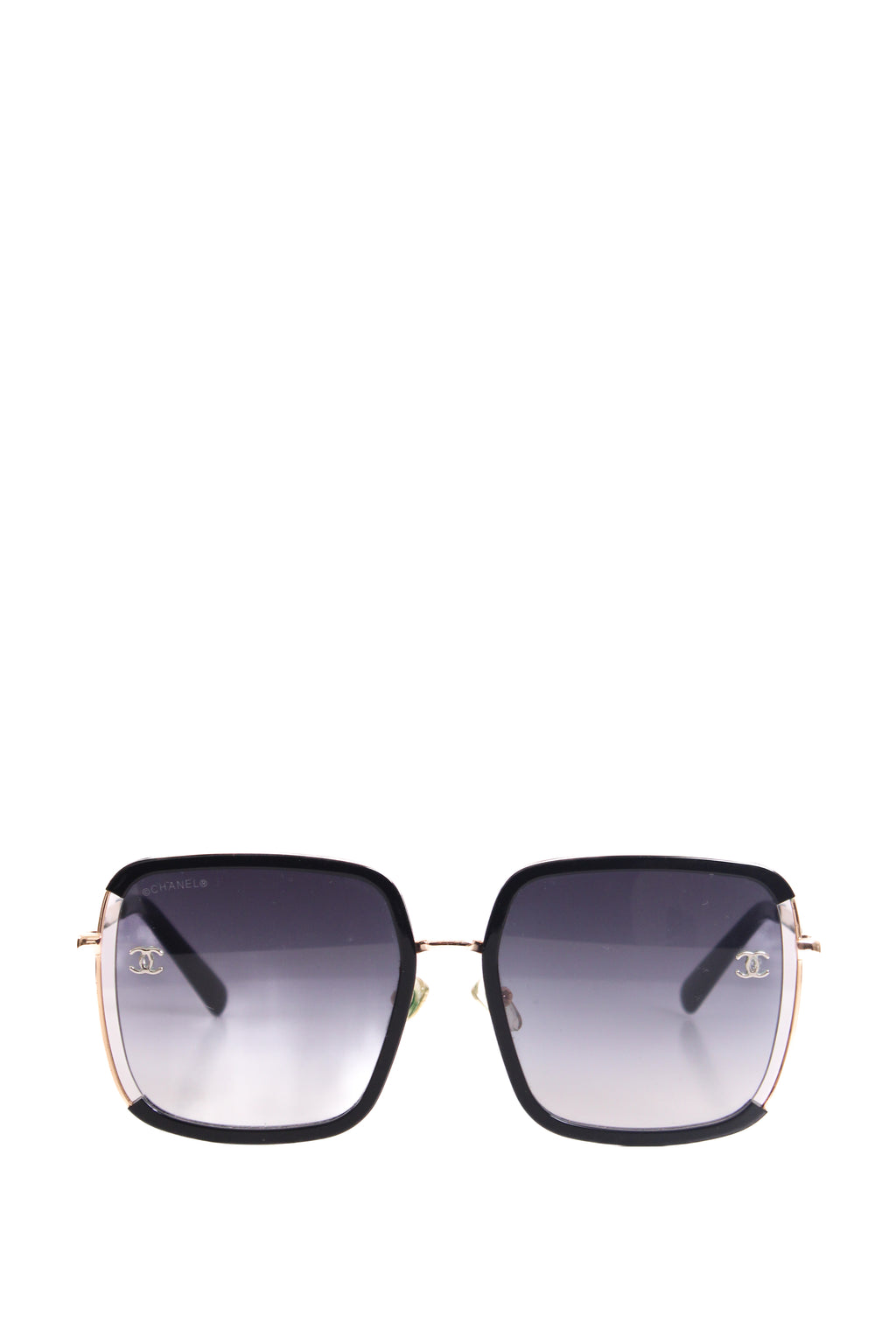 Chanel Square Frame Sunglasses Black/ Gold