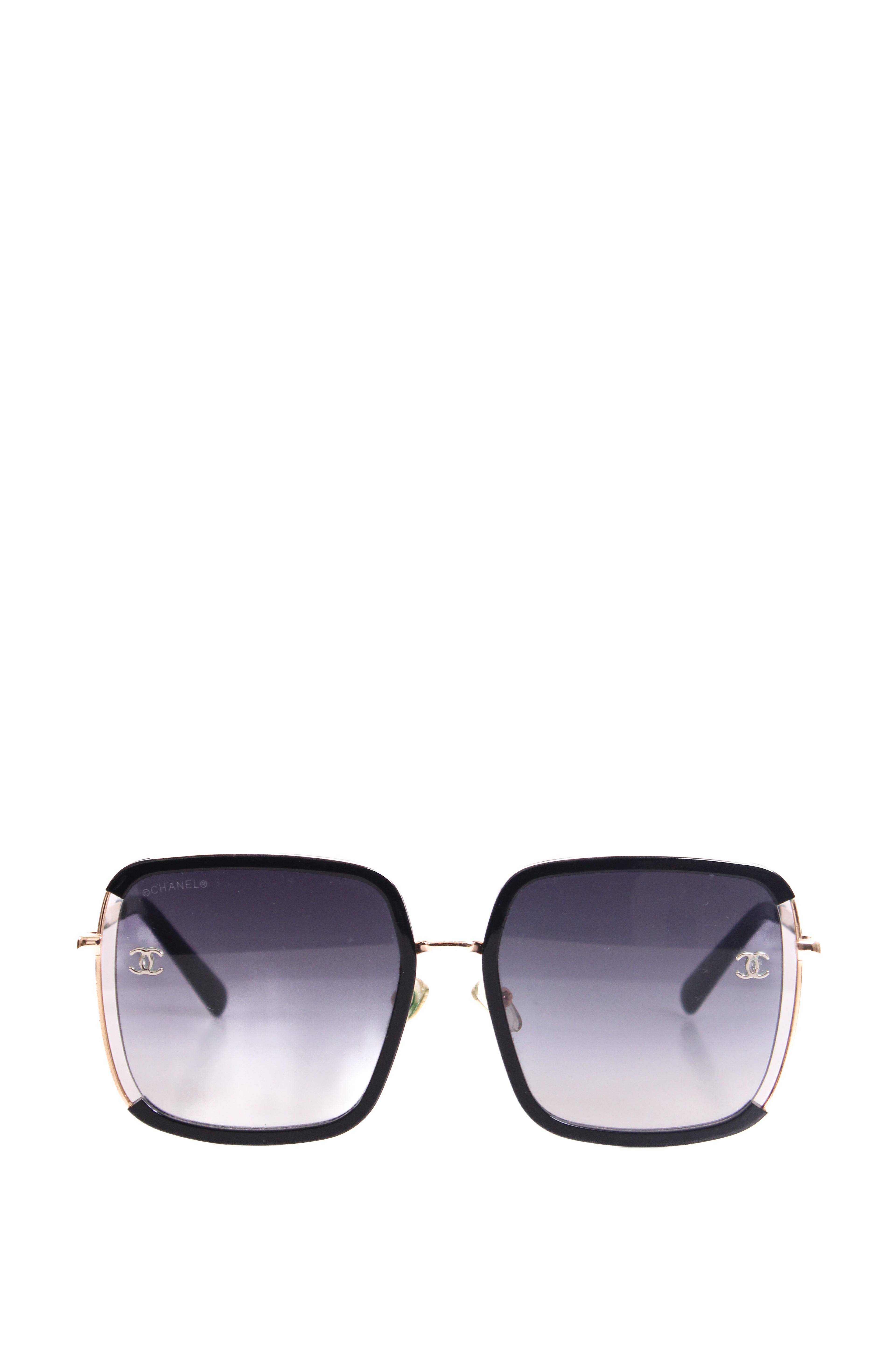 Chanel Square Frame Sunglasses Black/ Gold