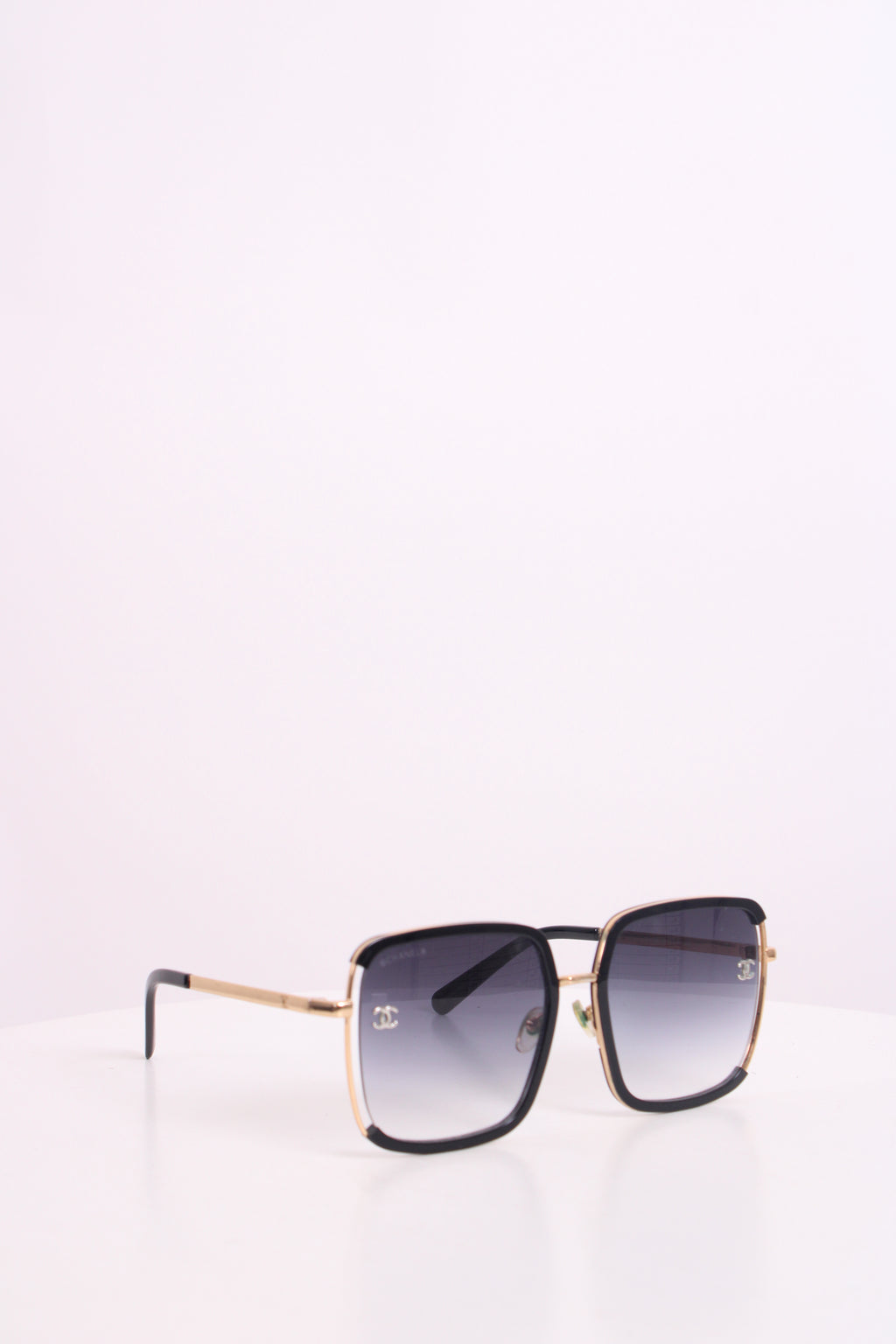 Chanel Square Frame Sunglasses Black/ Gold