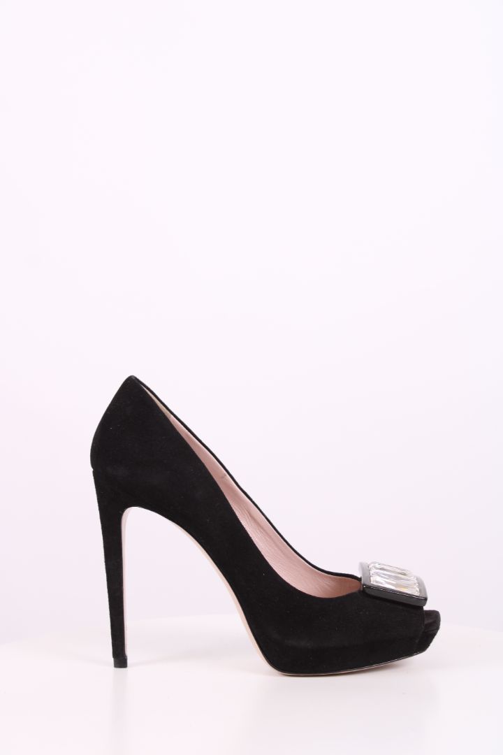 Miu Miu Studded cyrstal heeled pumps Black 39