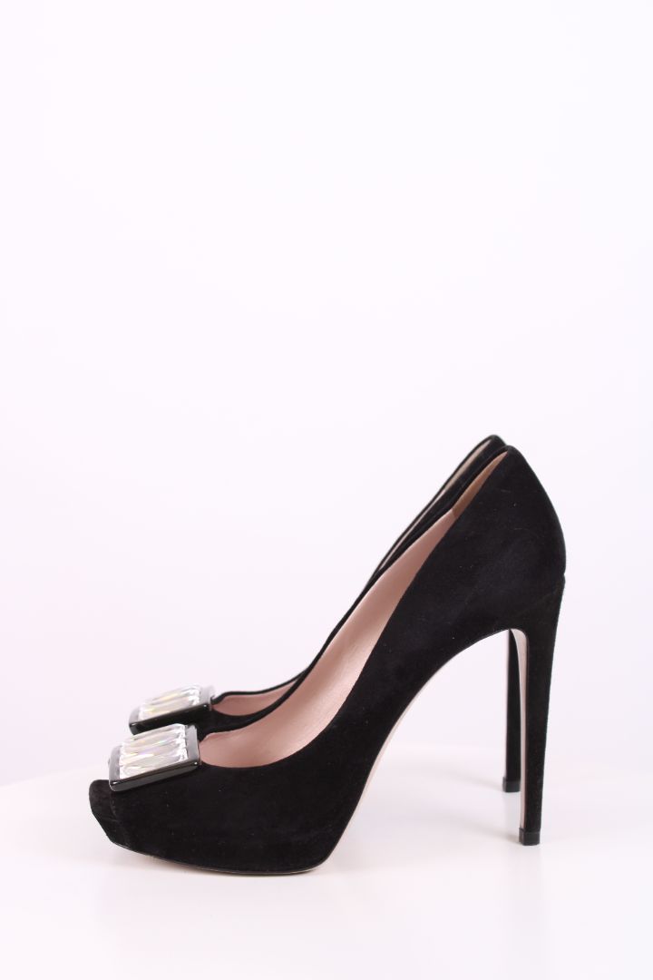 Miu Miu Studded cyrstal heeled pumps Black 39
