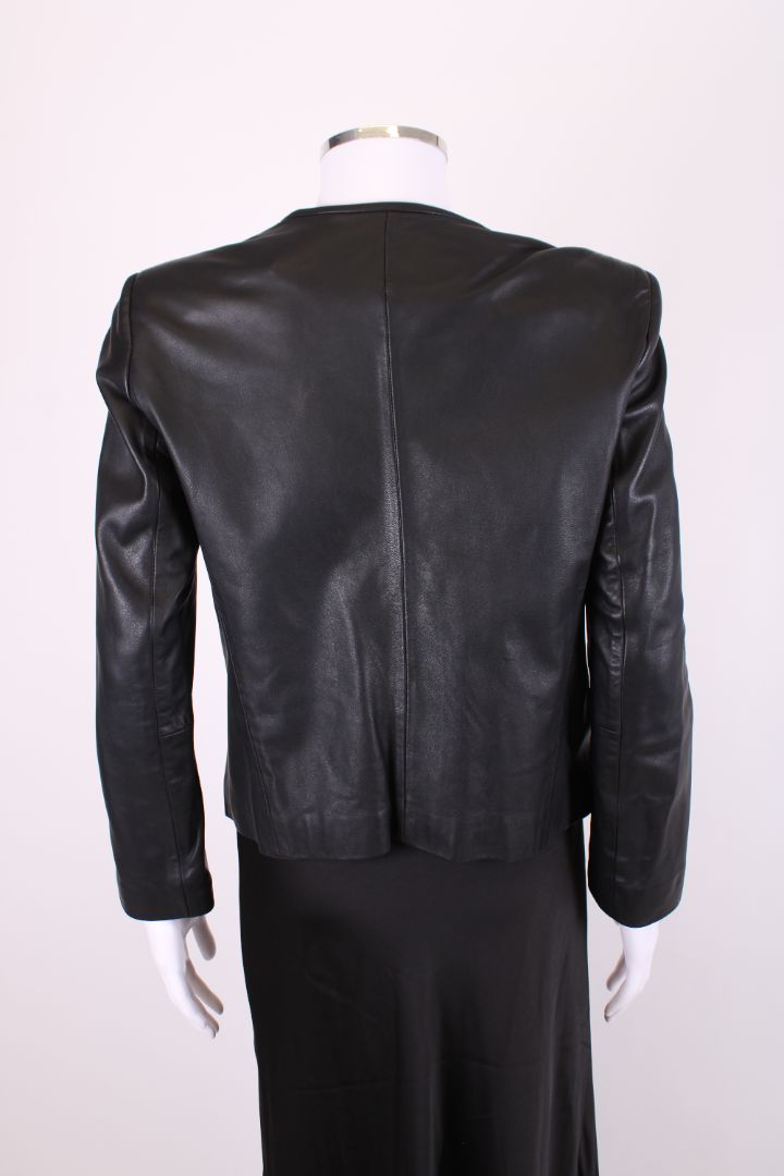 Sandro Leather Hook & Eye Jacket Black M