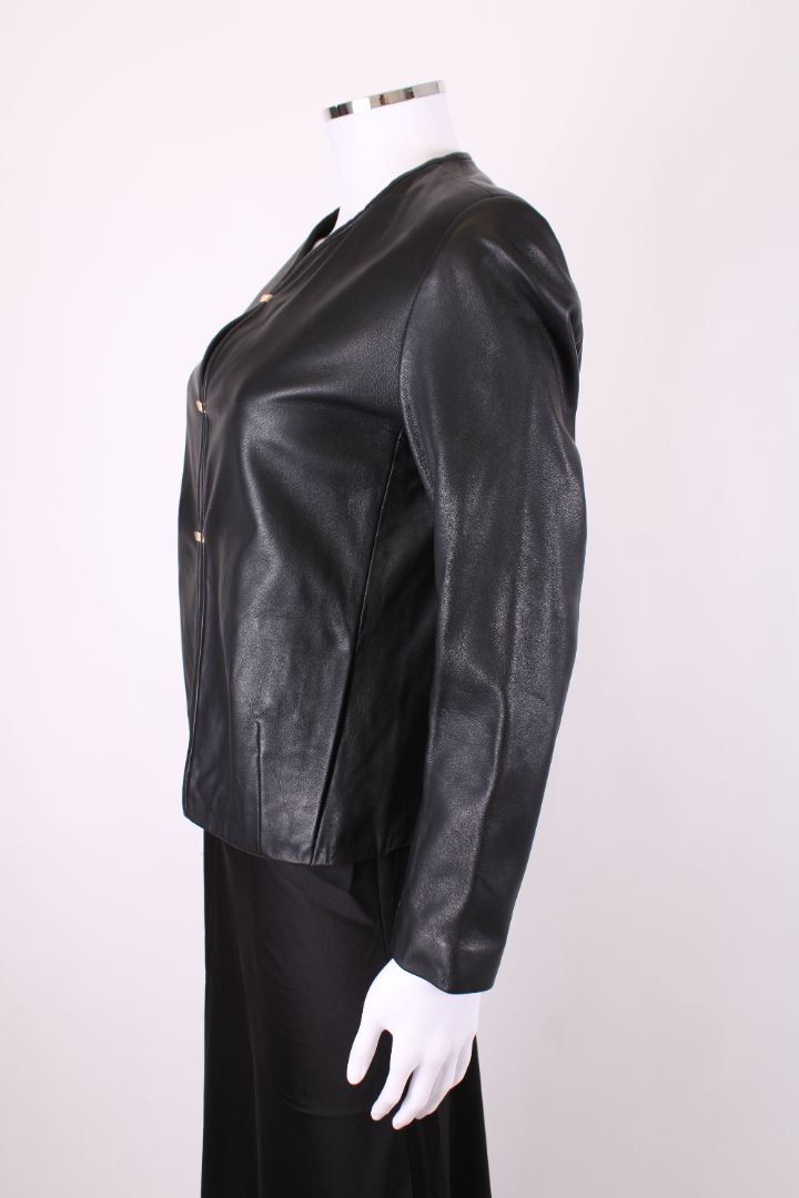 Sandro Leather Hook & Eye Jacket Black M
