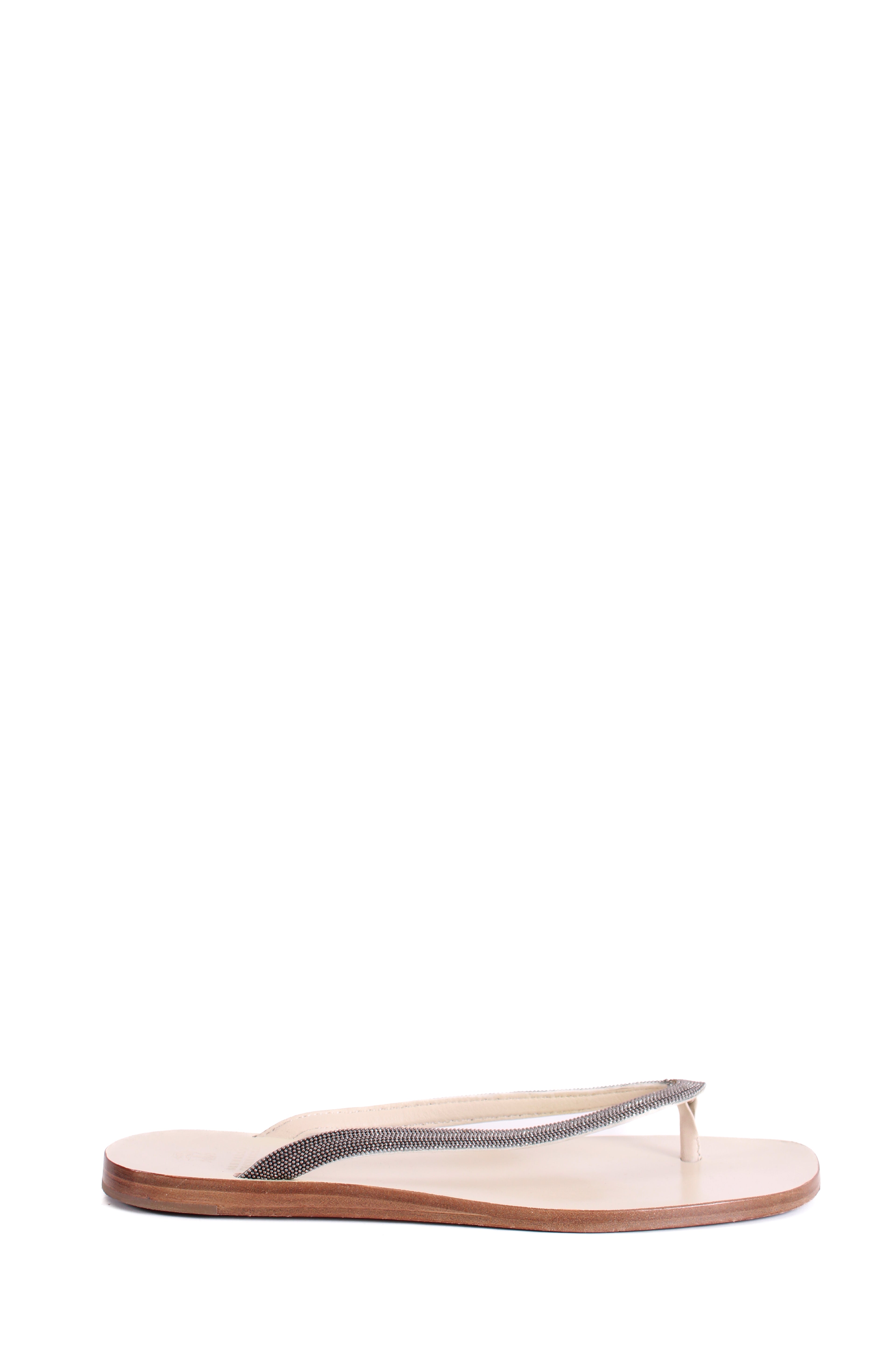Brunello Cucinelli Metal Detail Strap Sandals Cream/ Silver 39