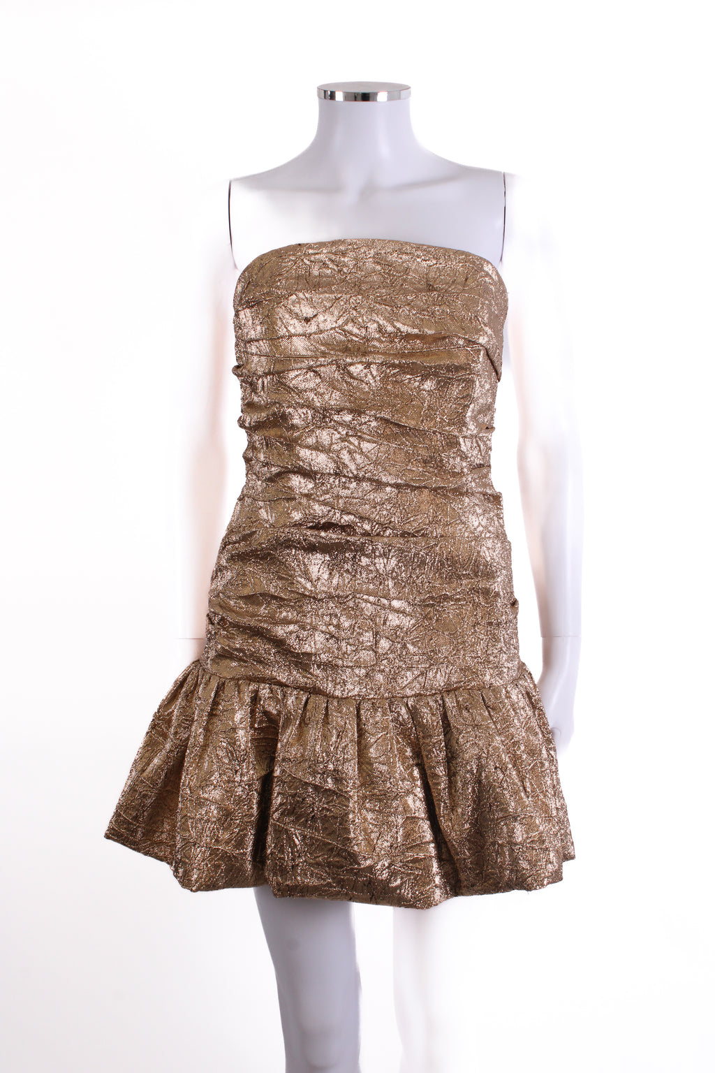 Nadine Merabi Strapless Foil Dress Gold 10