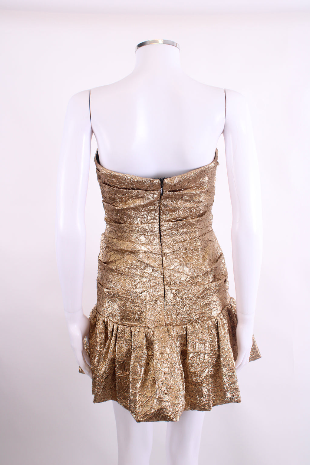 Nadine Merabi Strapless Foil Dress Gold 10