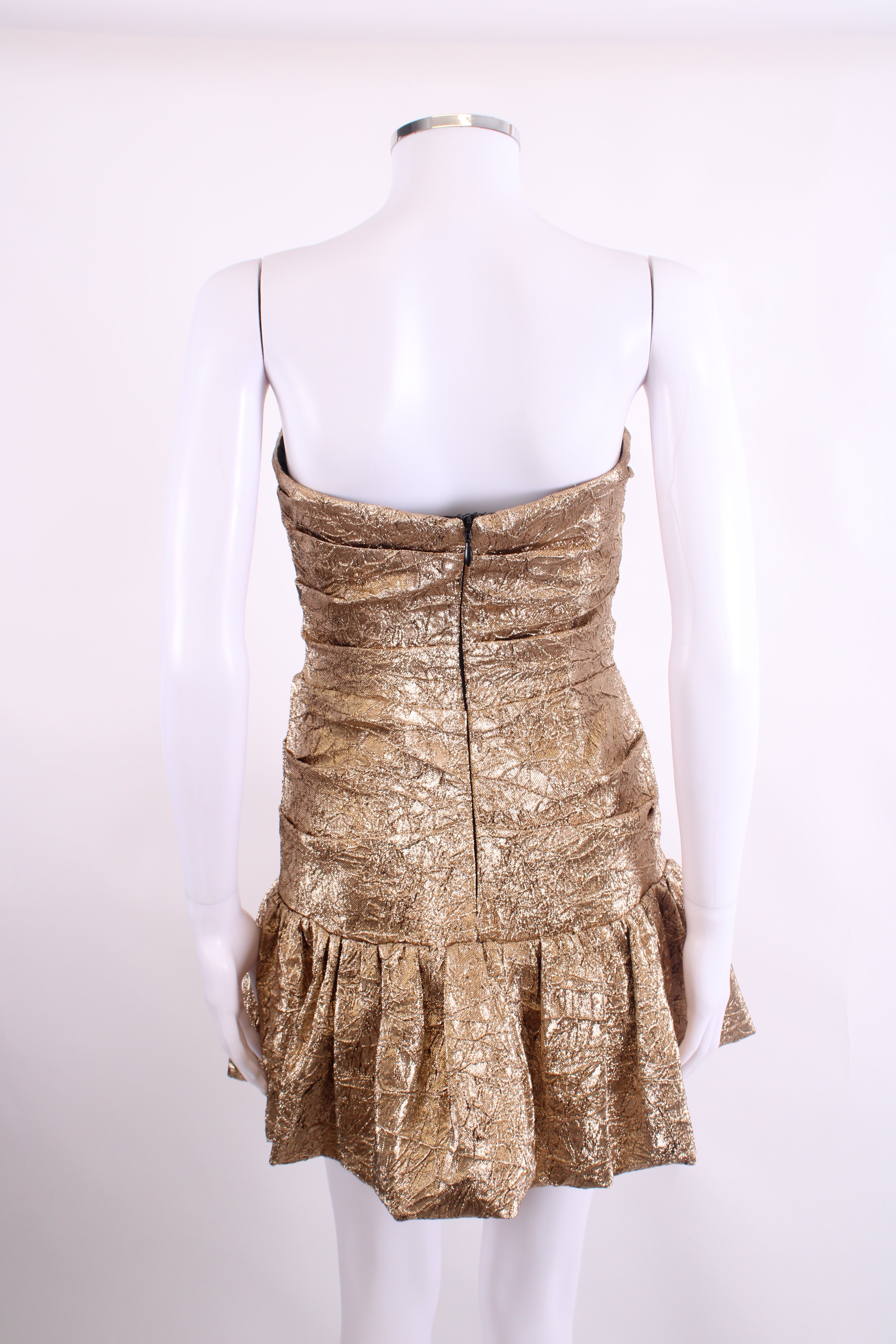 Nadine Merabi Strapless Foil Dress Gold 10