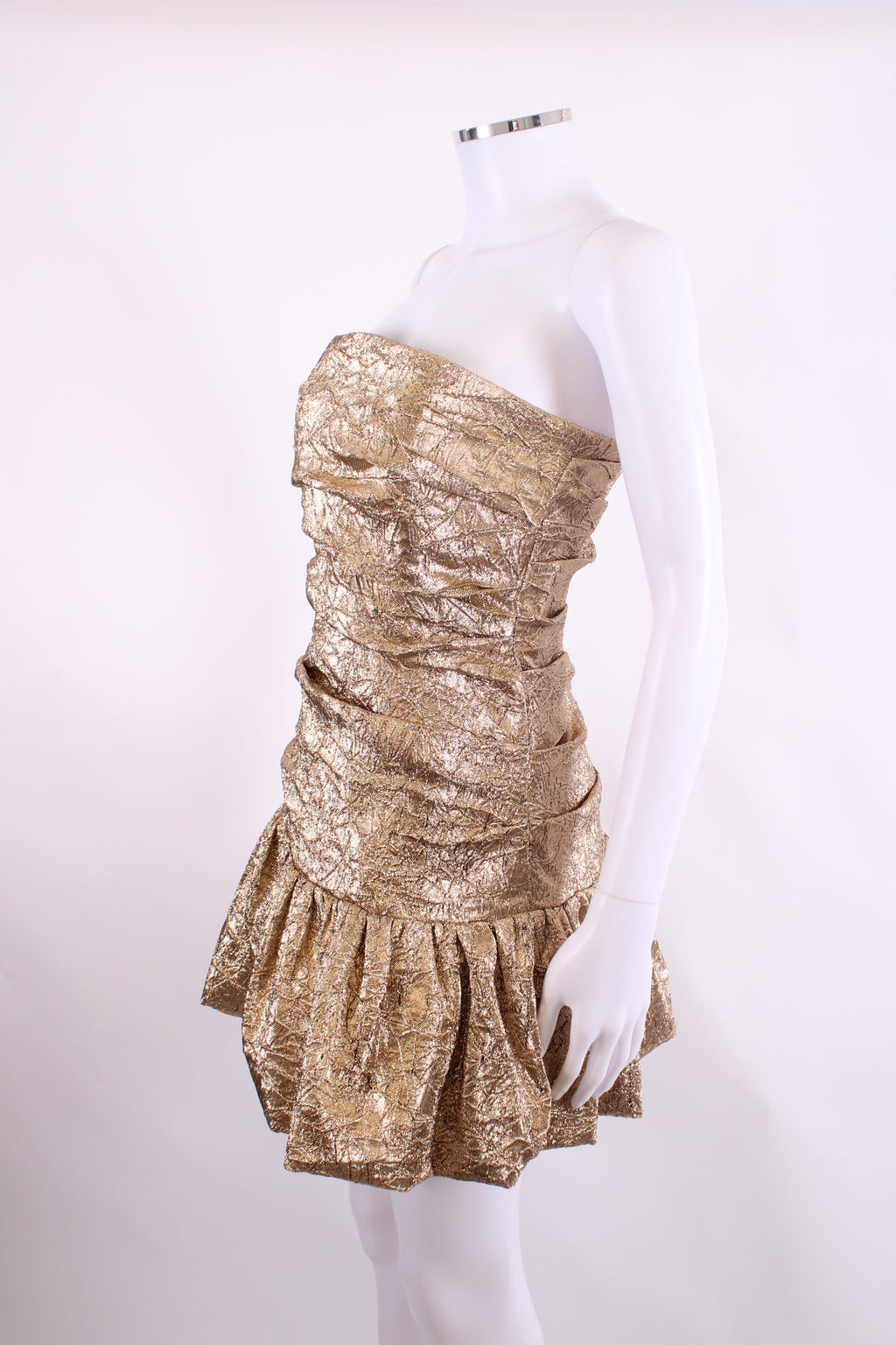 Nadine Merabi Strapless Foil Dress Gold 10