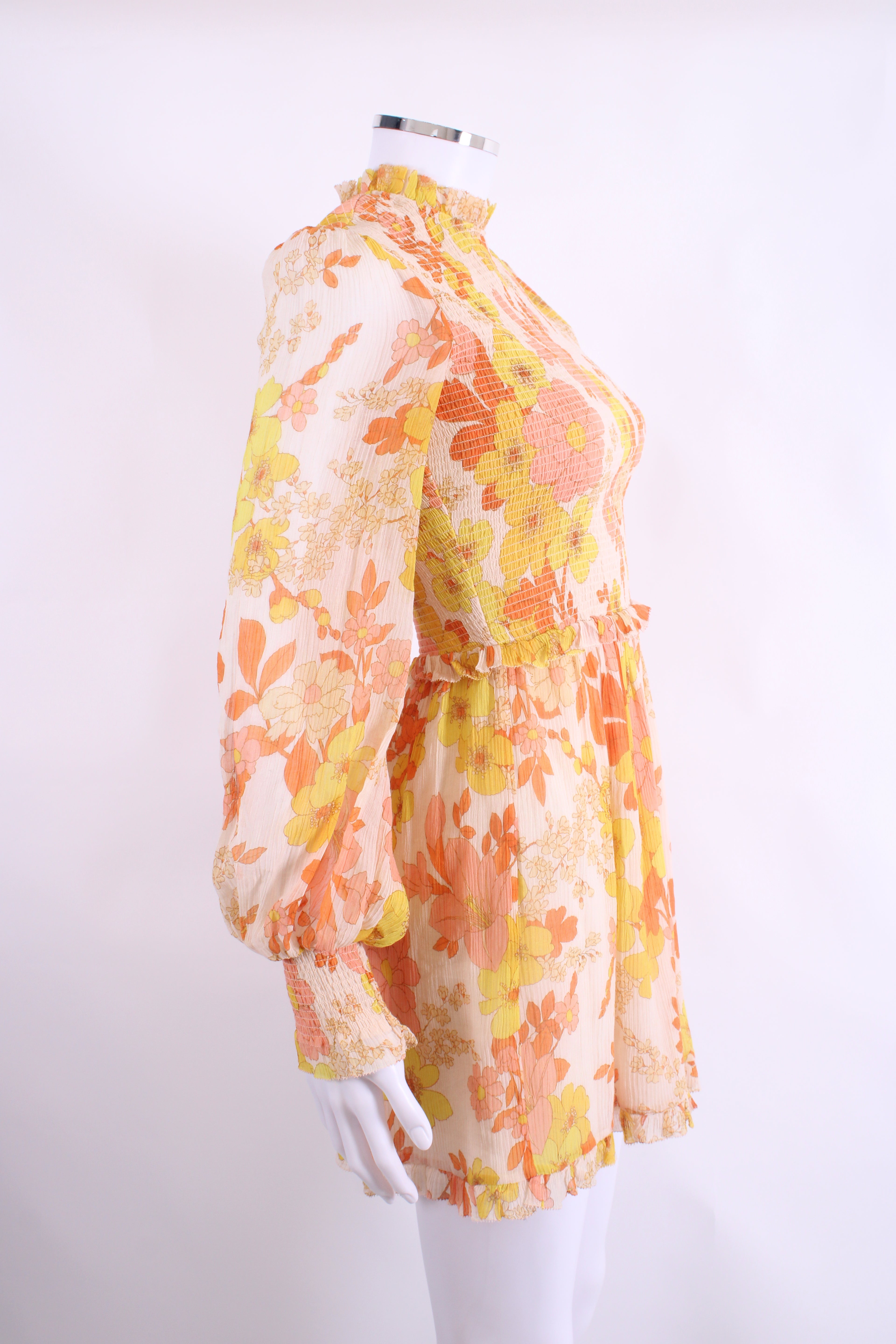 Zimmermann L/S Floral Dress Cream/ Yellow 8