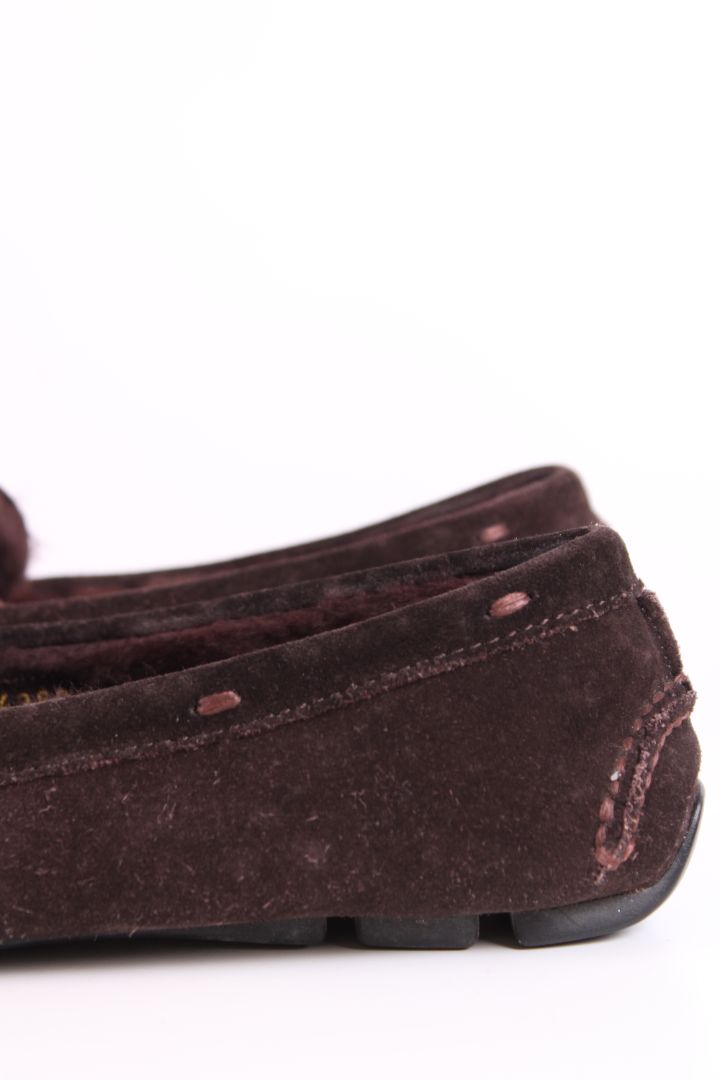 Prada Suede Shearling Lined Loafers Brown 37