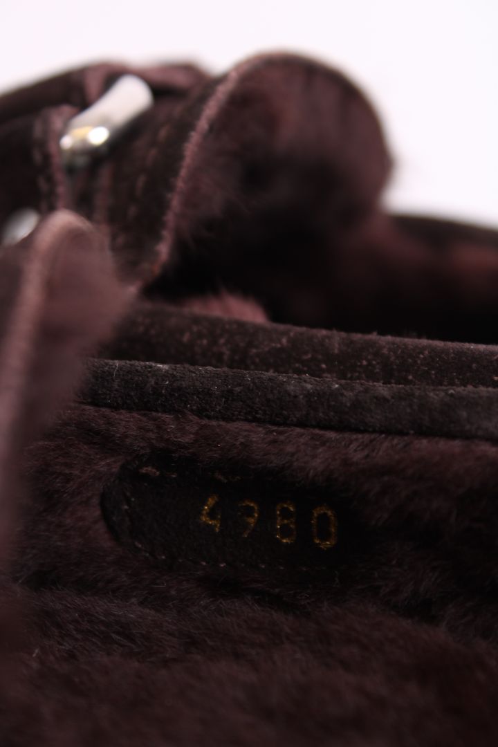 Prada Suede Shearling Lined Loafers Brown 37