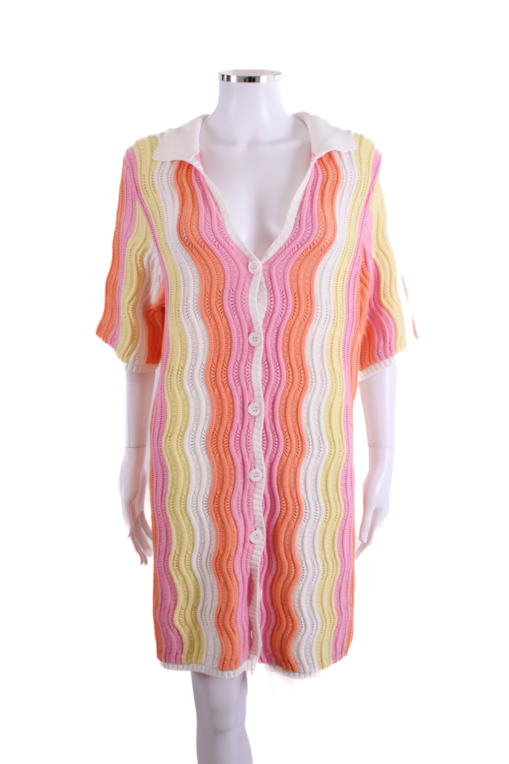 Steele S/S Polo Knit Dress Pink/ Orange O/S