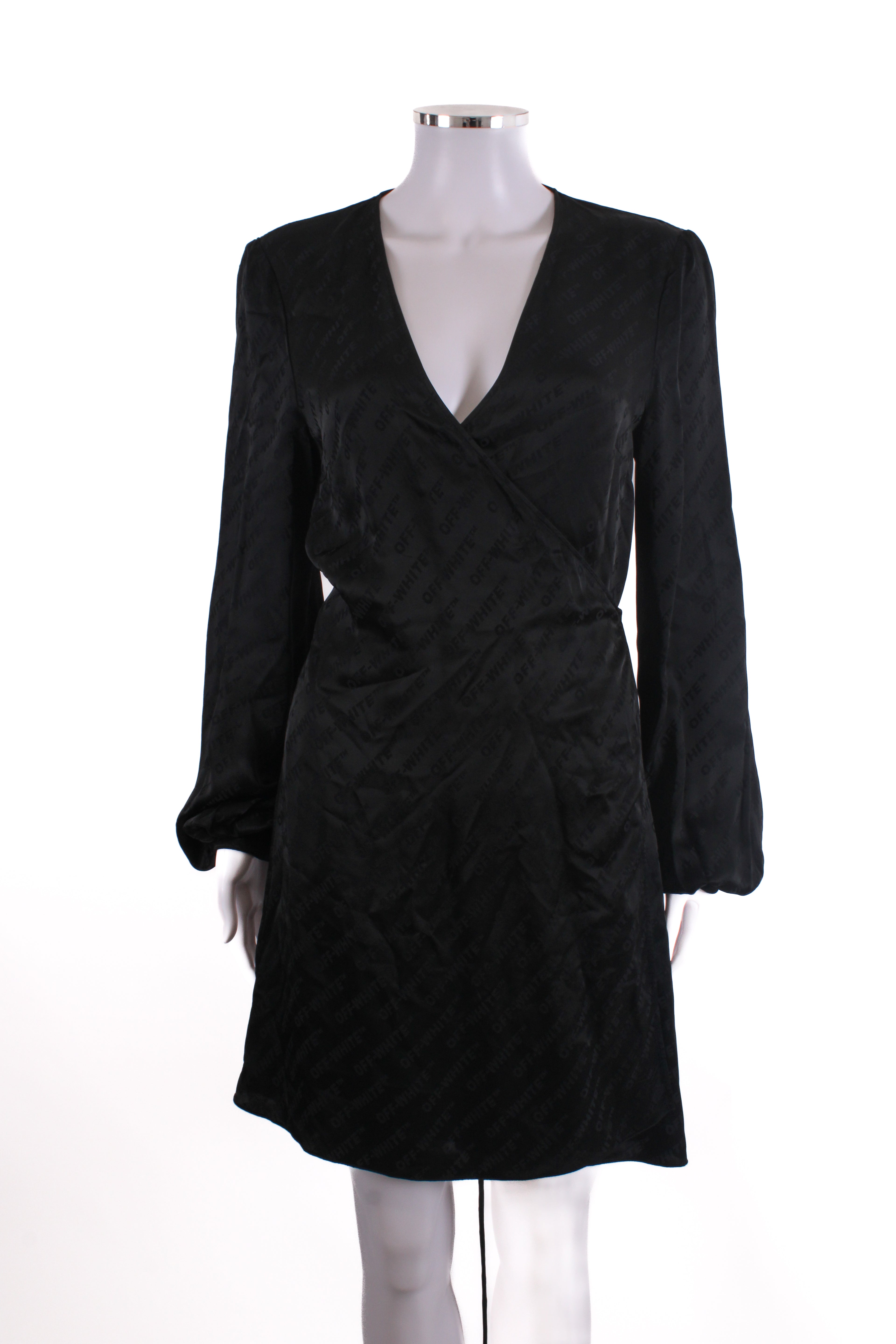 Off White L/S Monogram Wrap Dress Black 10