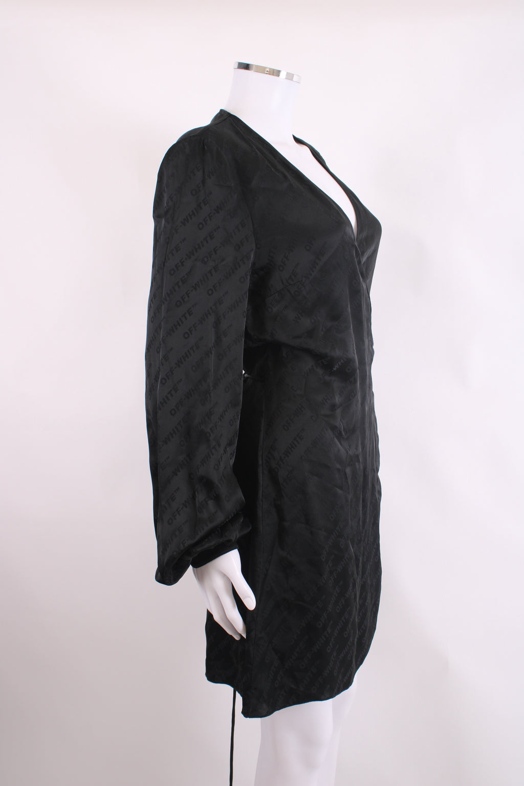 Off White L/S Monogram Wrap Dress Black 10