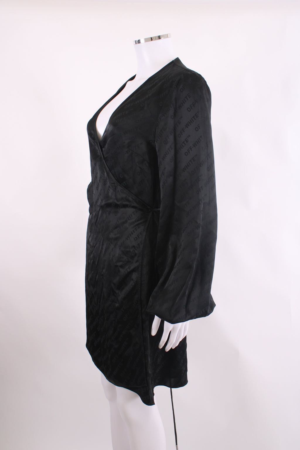Off White L/S Monogram Wrap Dress Black 10