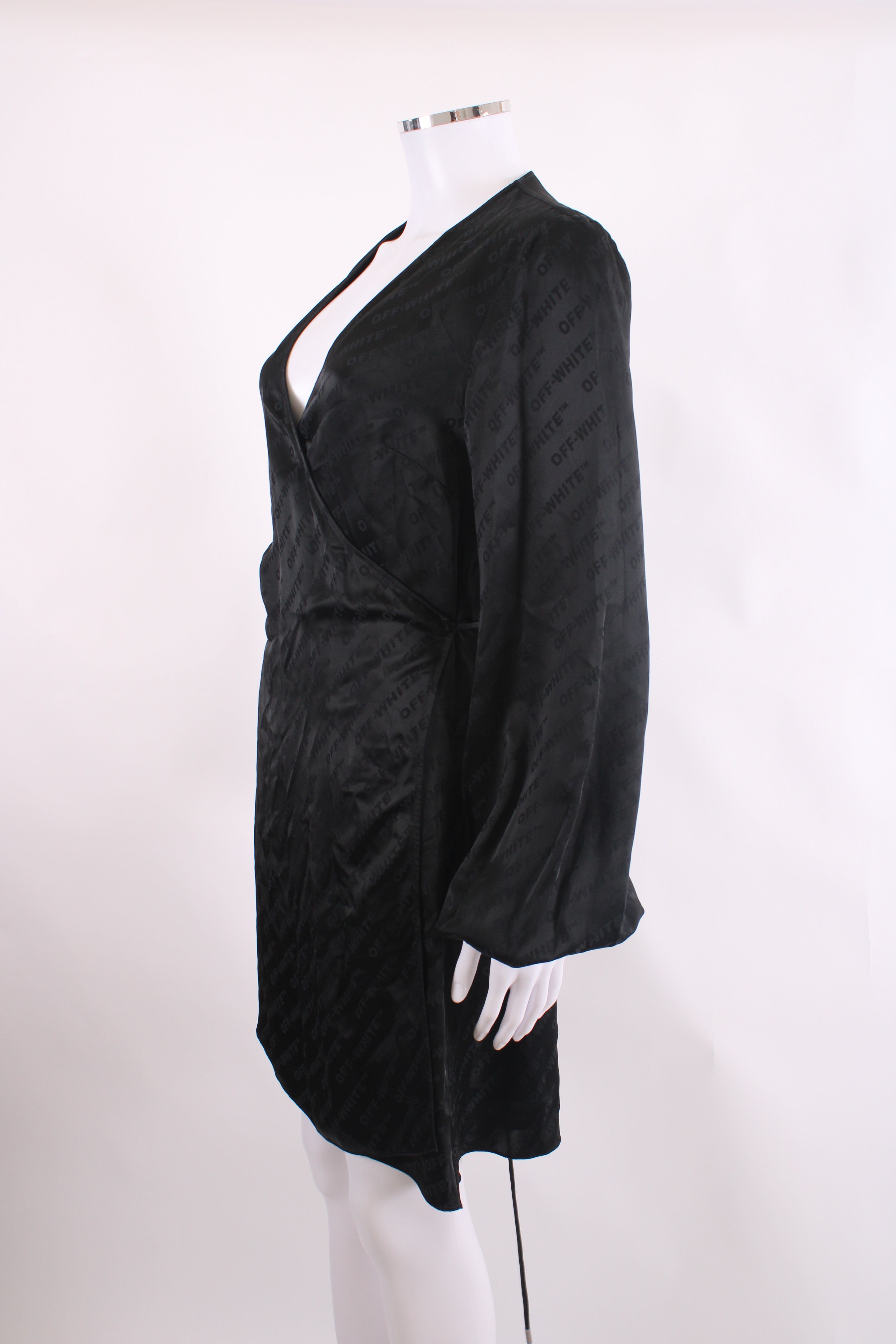 Off White L/S Monogram Wrap Dress Black 10