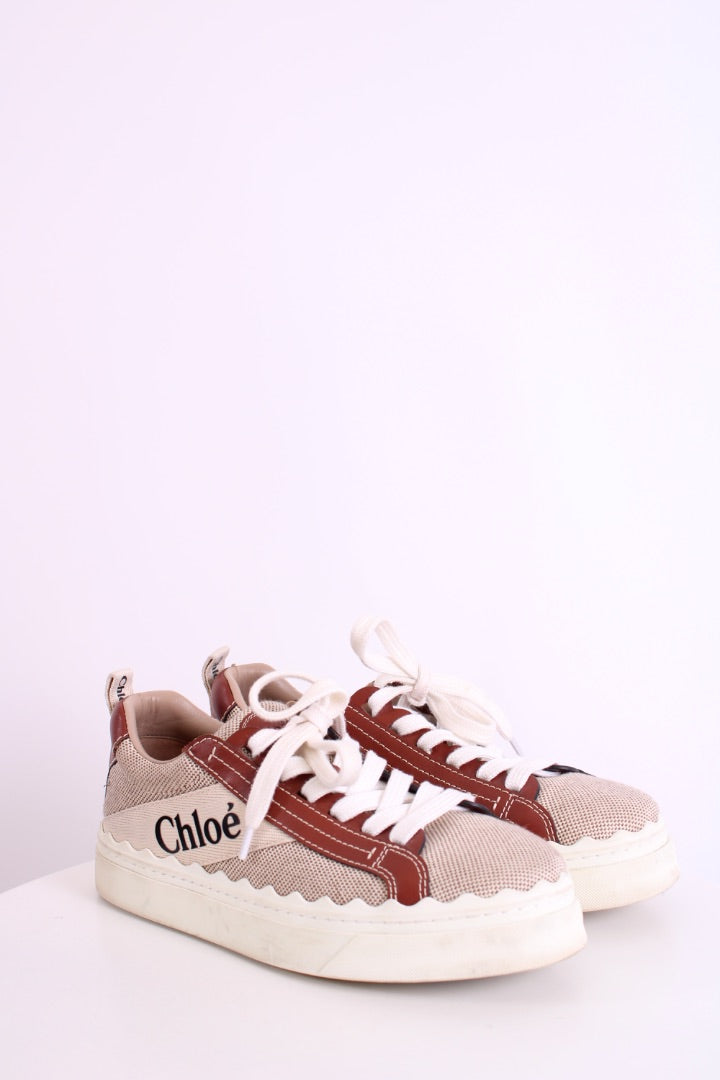Chloe Lauren Canvas Trainers Beige/ Brown 39