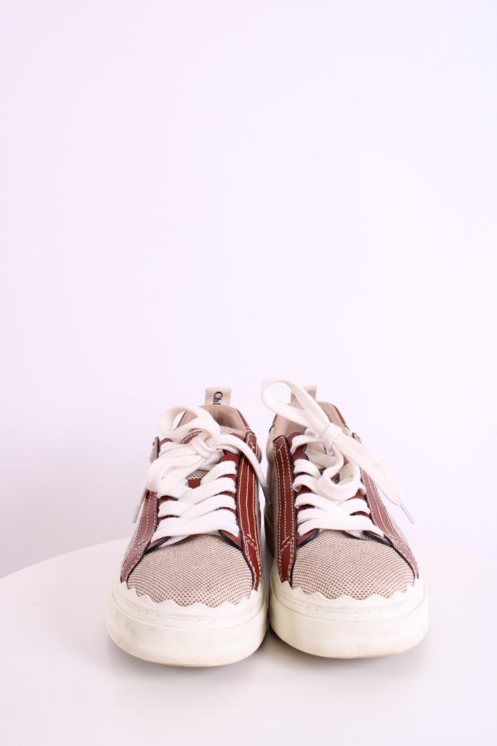 Chloe Lauren Canvas Trainers Beige/ Brown 39