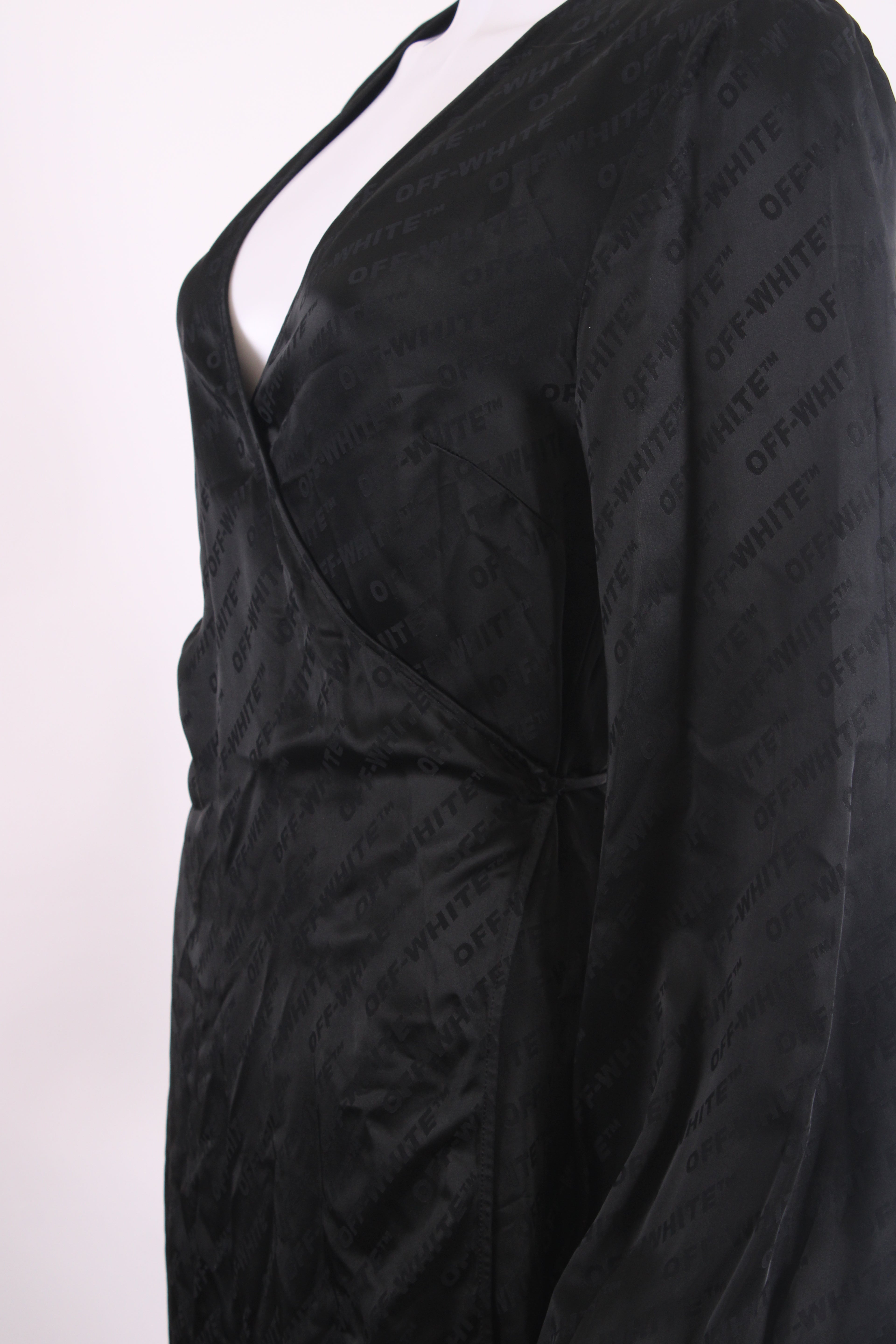 Off White L/S Monogram Wrap Dress Black 10