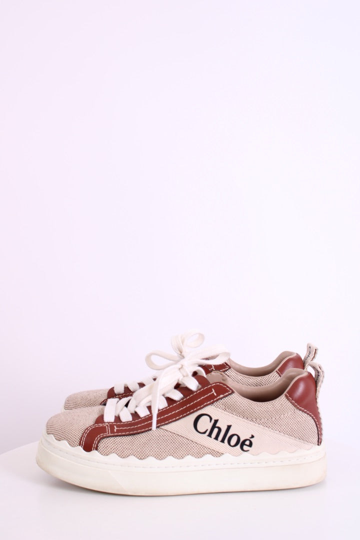 Chloe Lauren Canvas Trainers Beige/ Brown 39