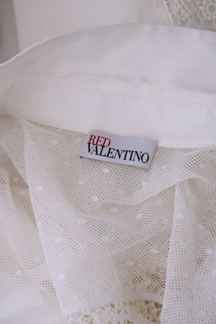 Red Valentino Lace top half Shirt White 44