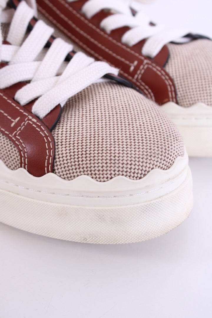 Chloe Lauren Canvas Trainers Beige/ Brown 39