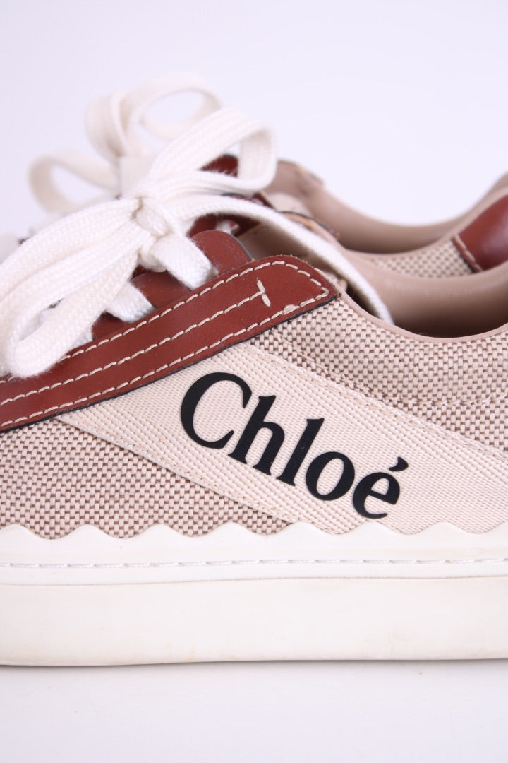Chloe Lauren Canvas Trainers Beige/ Brown 39