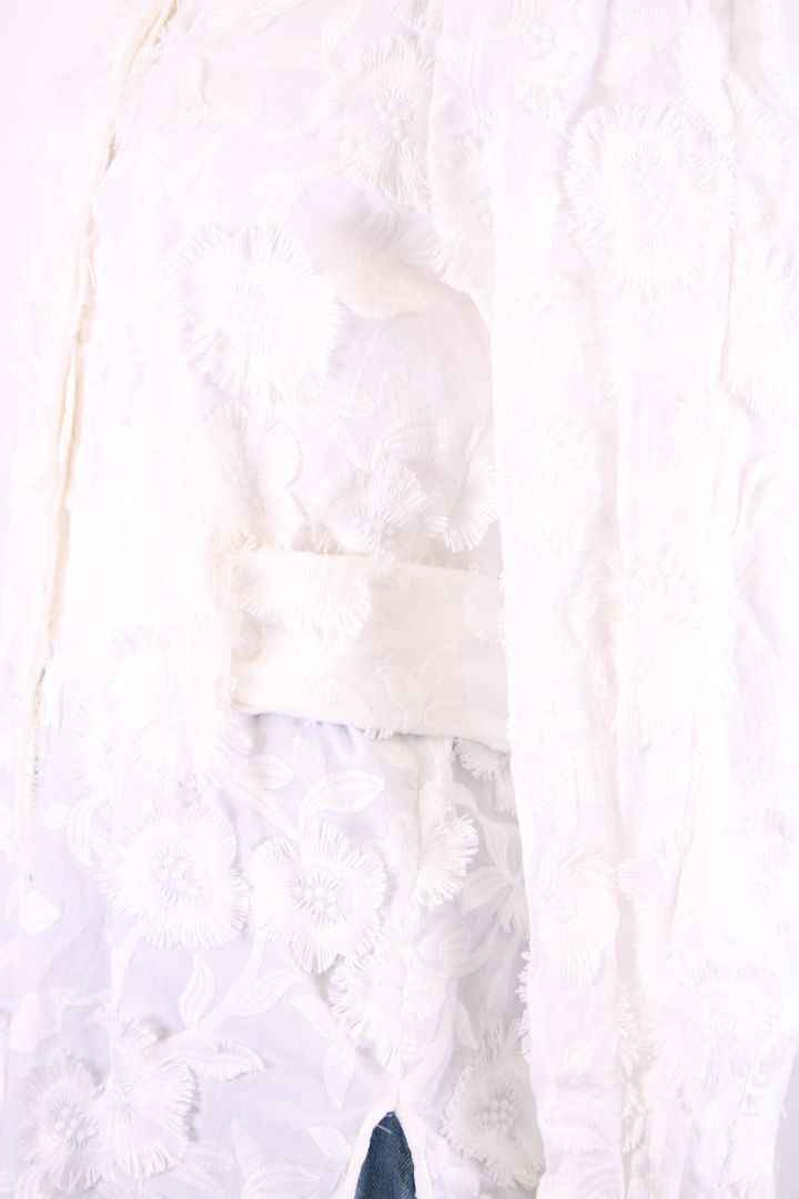 Natan L/S Floral Fringe Shirt Dress White 10