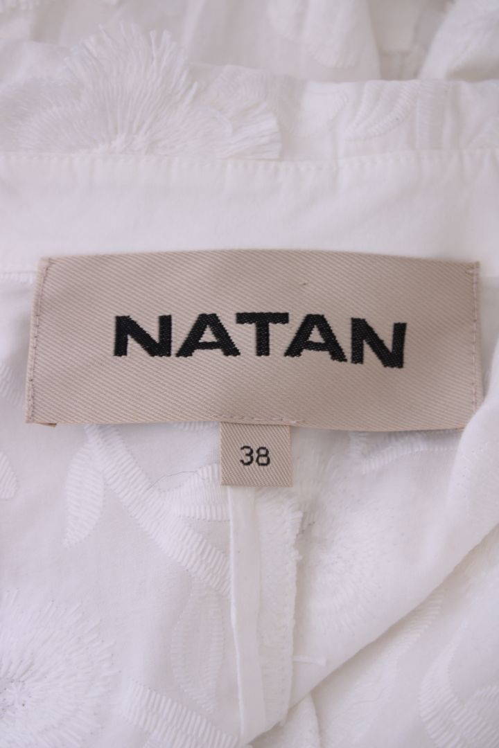 Natan L/S Floral Fringe Shirt Dress White 10