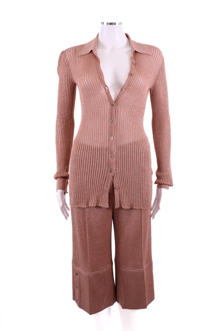 Fendi Lurex Top/Tie/Shorts Co-ord Dusty Pink 8