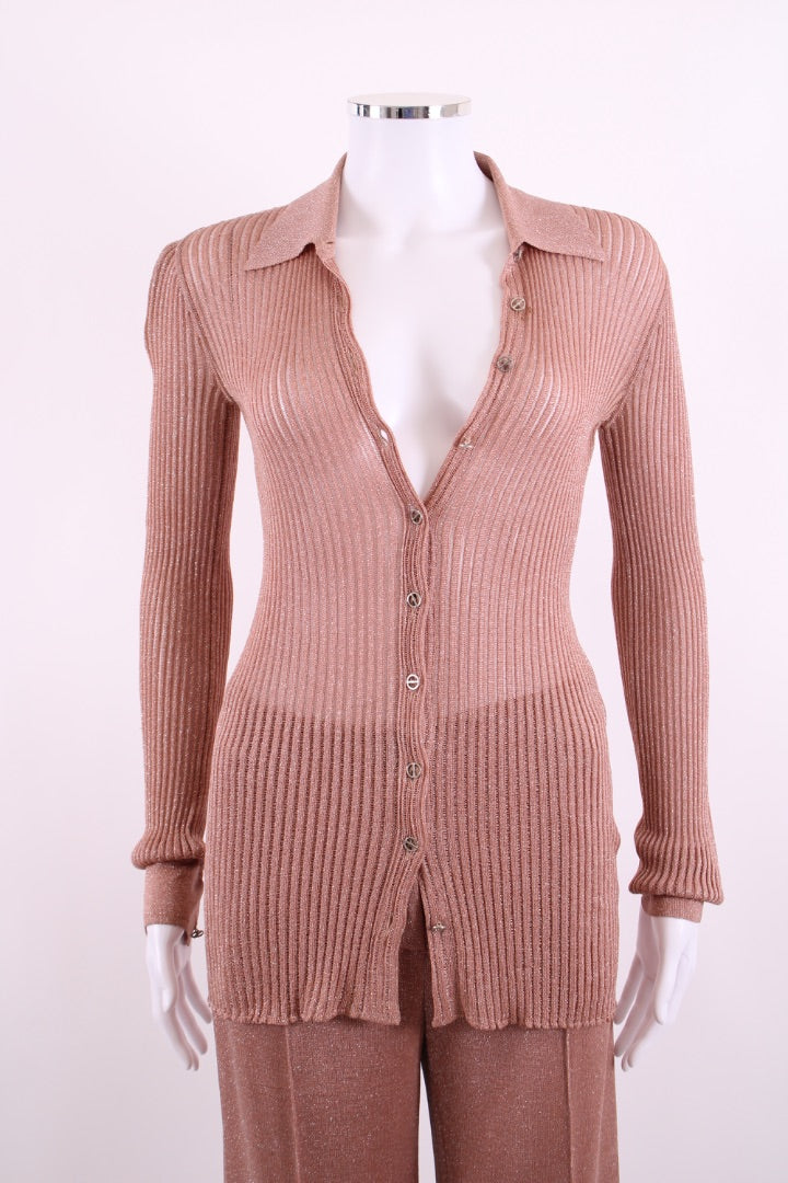 Fendi Lurex Top/Tie/Shorts Co-ord Dusty Pink 8