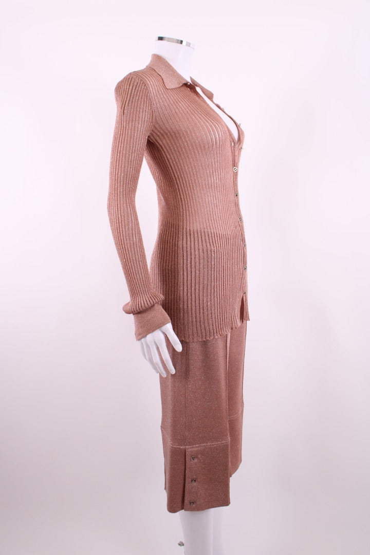 Fendi Lurex Top/Tie/Shorts Co-ord Dusty Pink 8