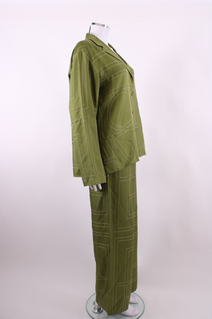 Toteme Monogram Trouser Co-ord Green/ White 8/10