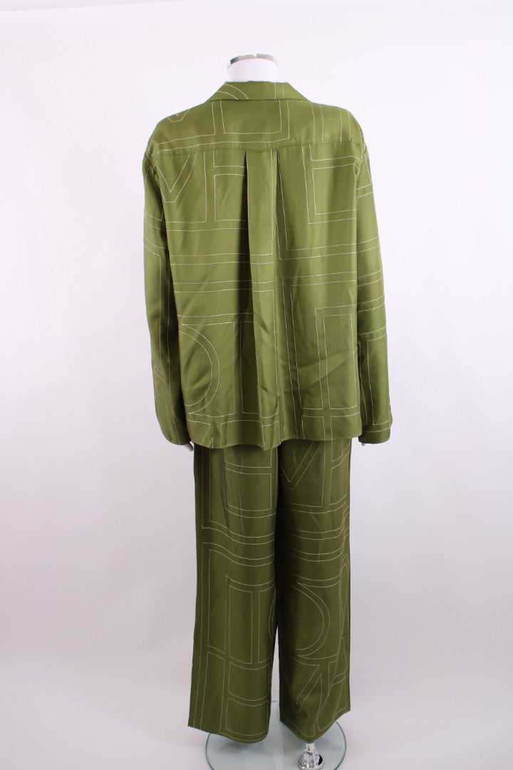 Toteme Monogram Trouser Co-ord Green/ White 8/10