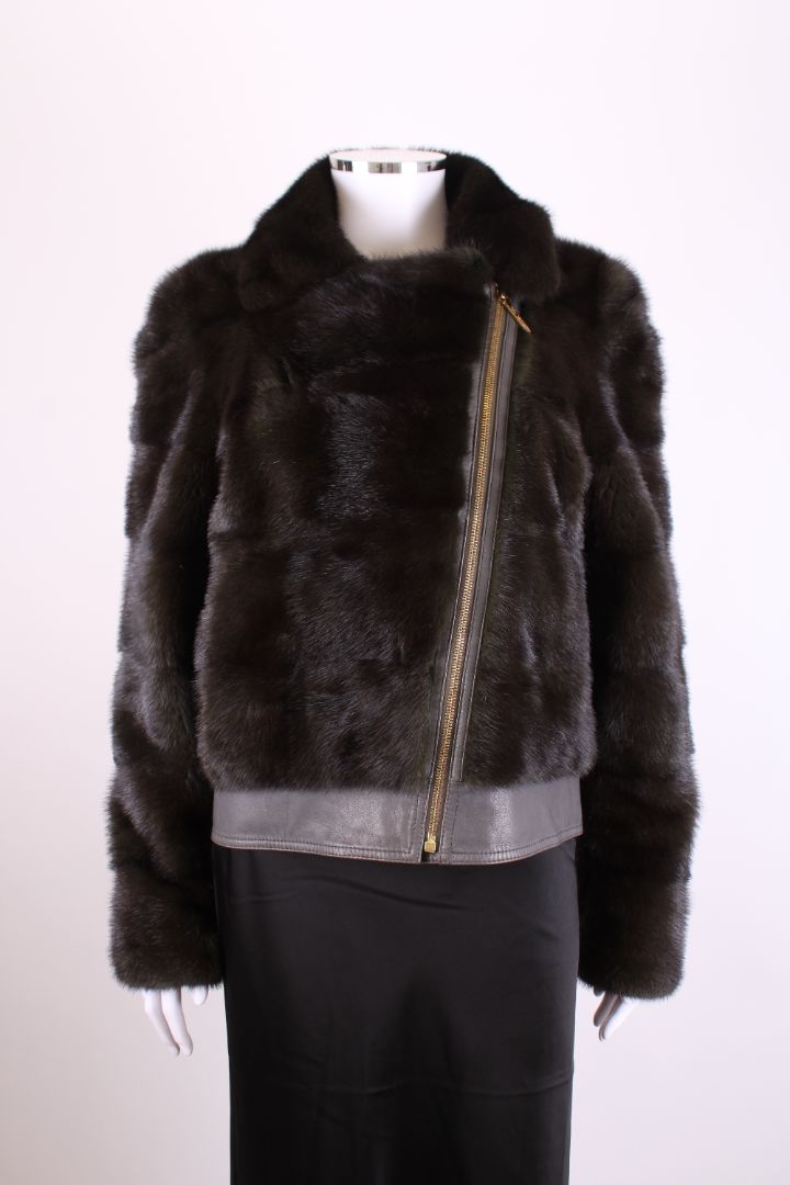 Yves Salomon Mink Bomber Green M
