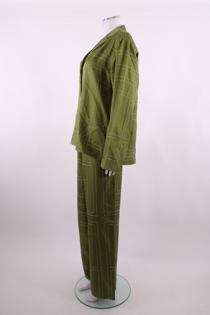 Toteme Monogram Trouser Co-ord Green/ White 8/10