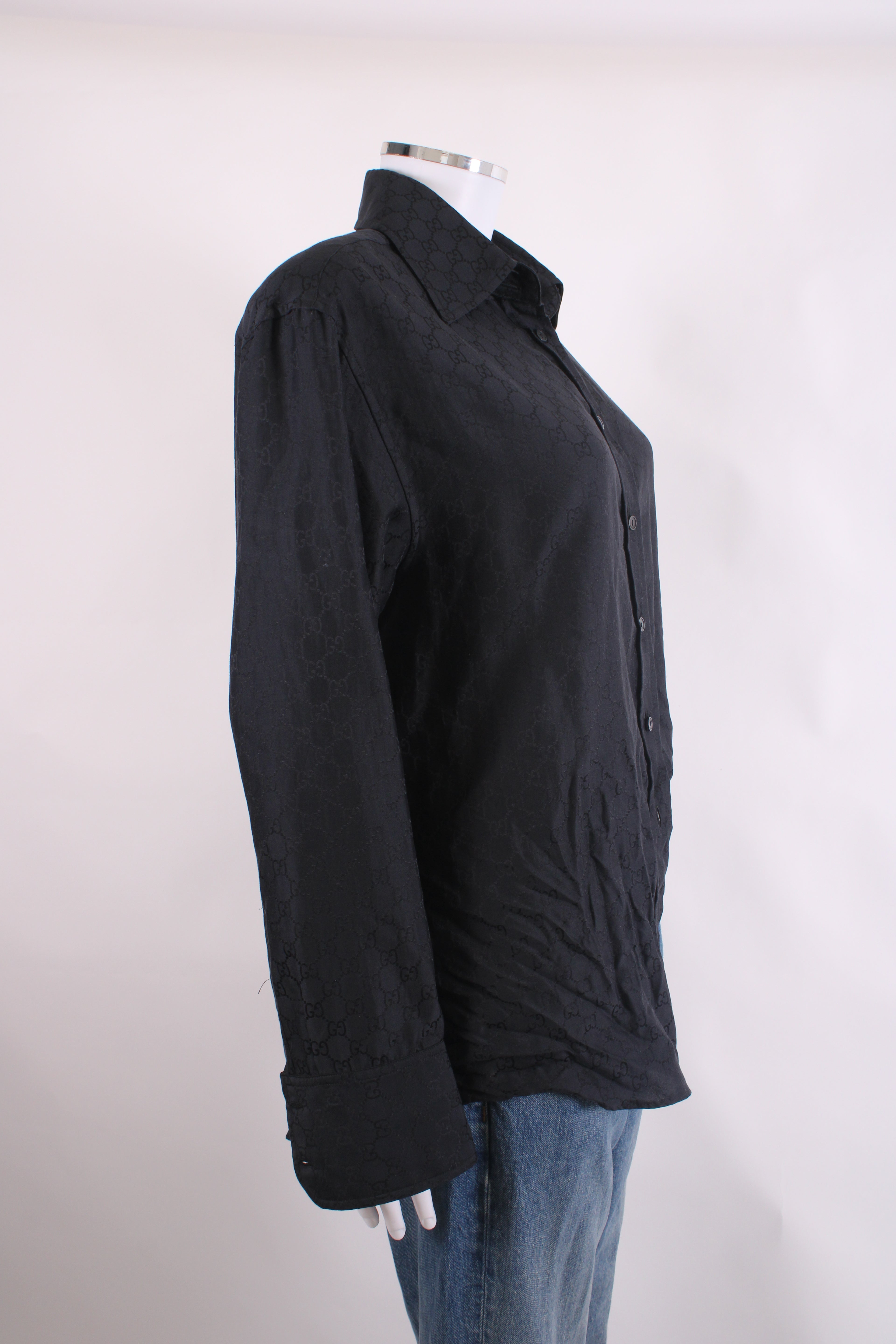 Gucci S/S 1998 Gucci by Tom Ford GG Monogram Shirt Black IT46