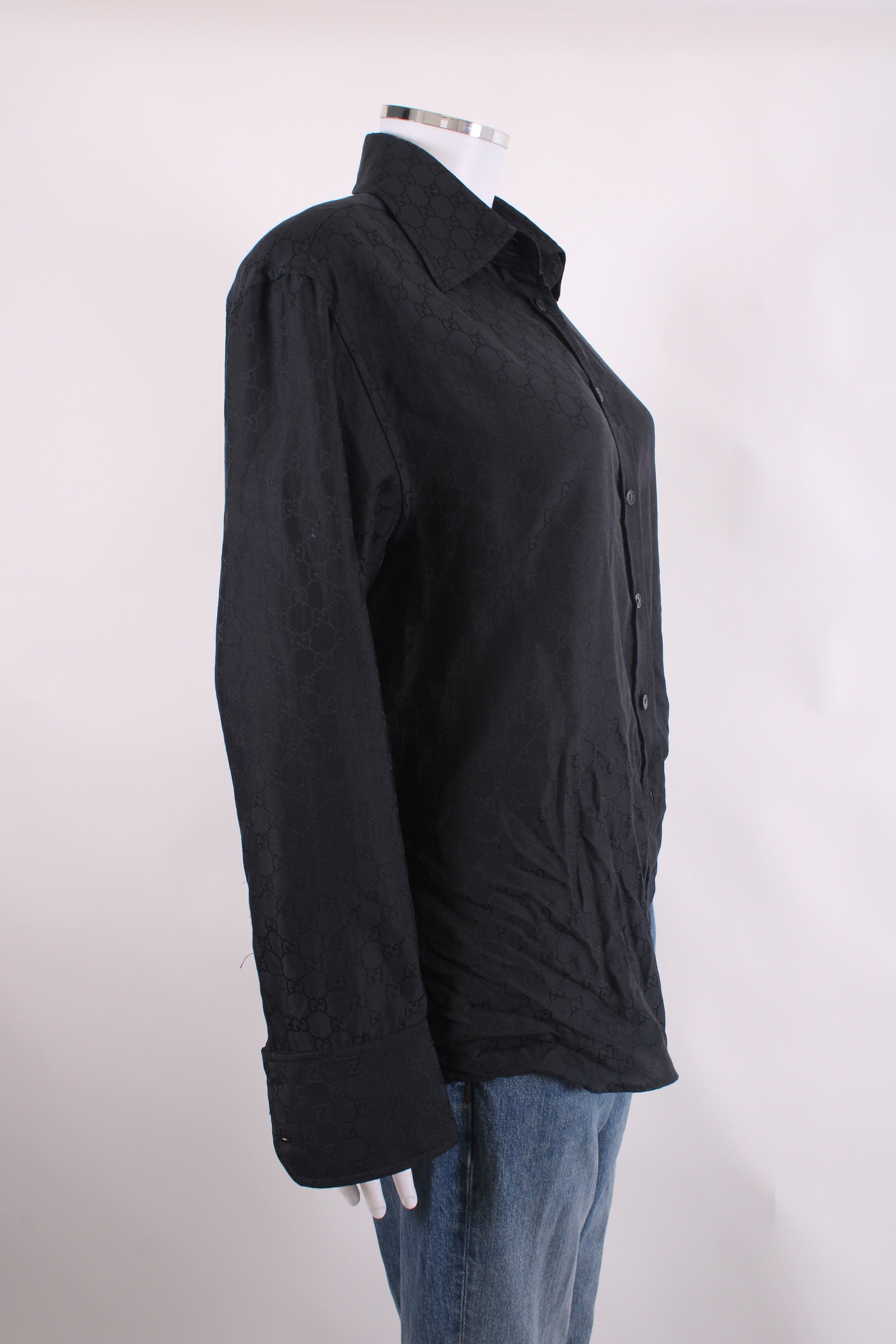 Gucci S/S 1998 Gucci by Tom Ford GG Monogram Shirt Black IT46