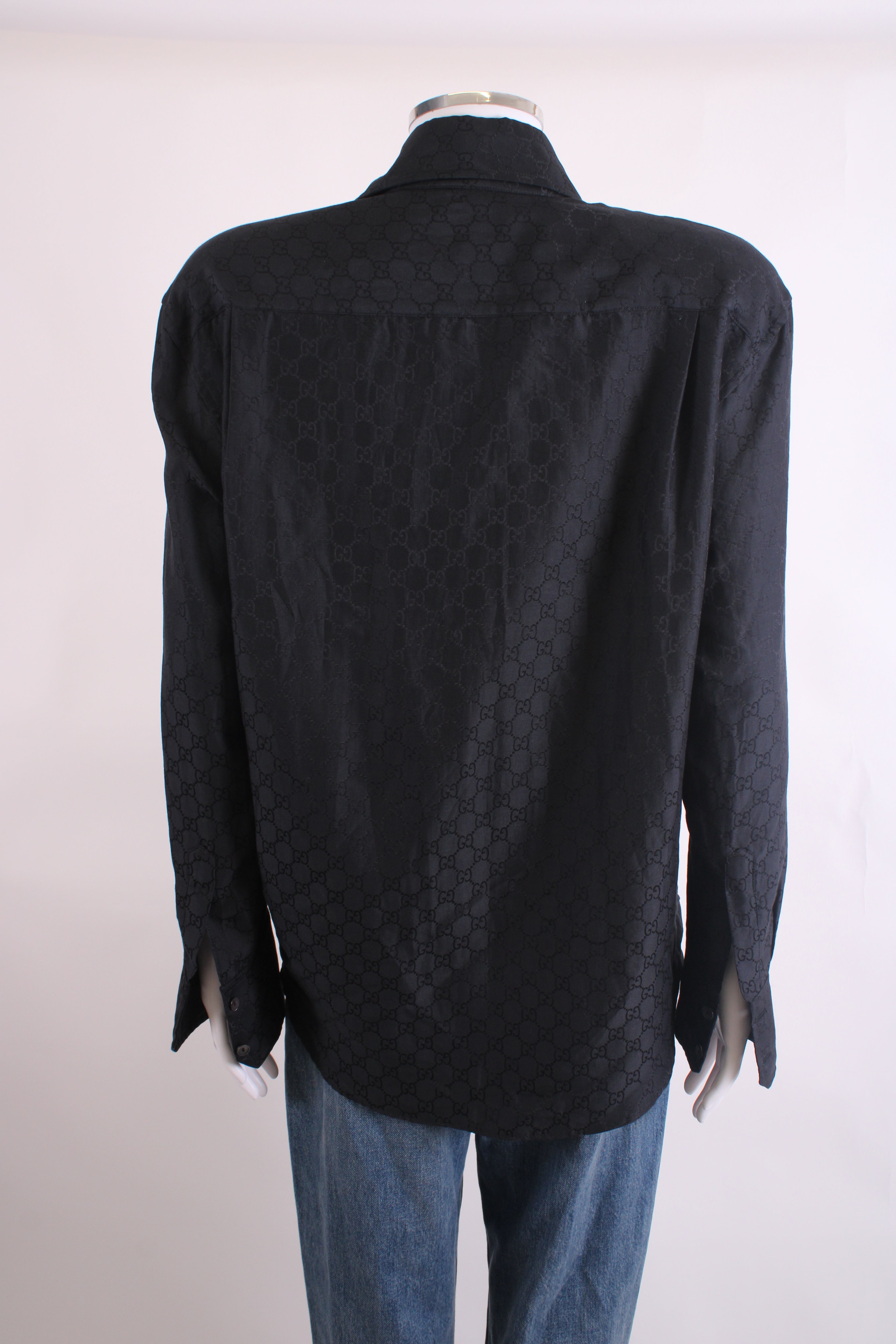 Gucci S/S 1998 Gucci by Tom Ford GG Monogram Shirt Black IT46