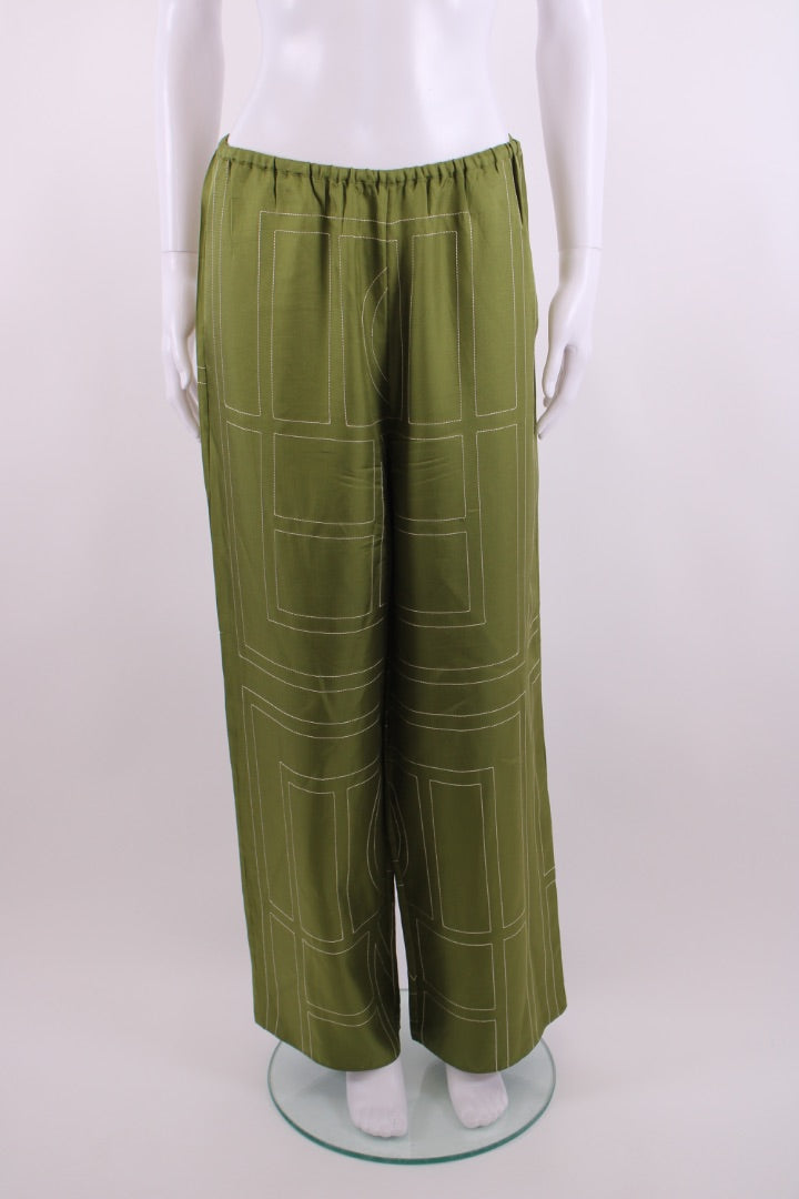 Toteme Monogram Trouser Co-ord Green/ White 8/10
