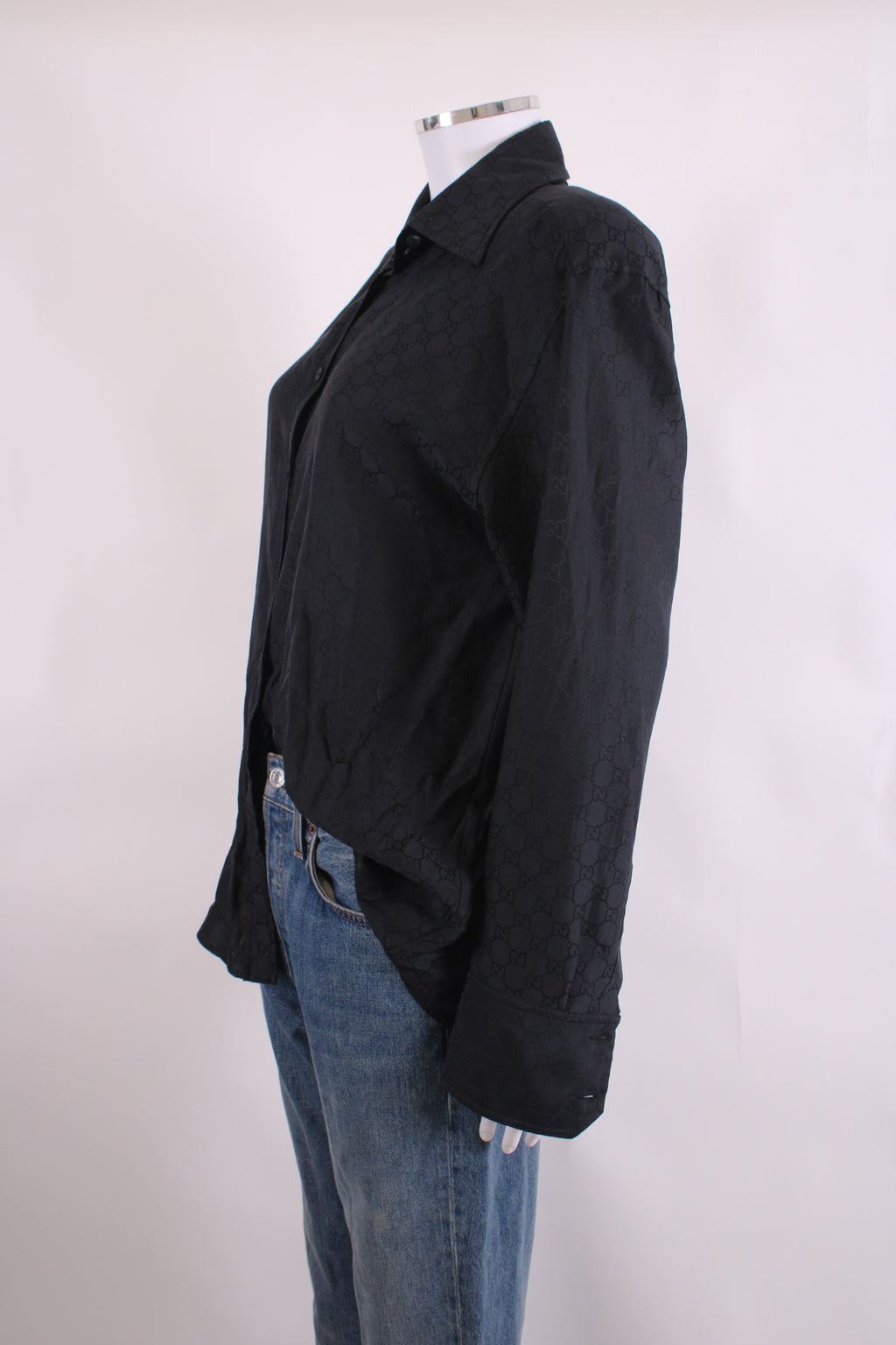 Gucci S/S 1998 Gucci by Tom Ford GG Monogram Shirt Black IT46